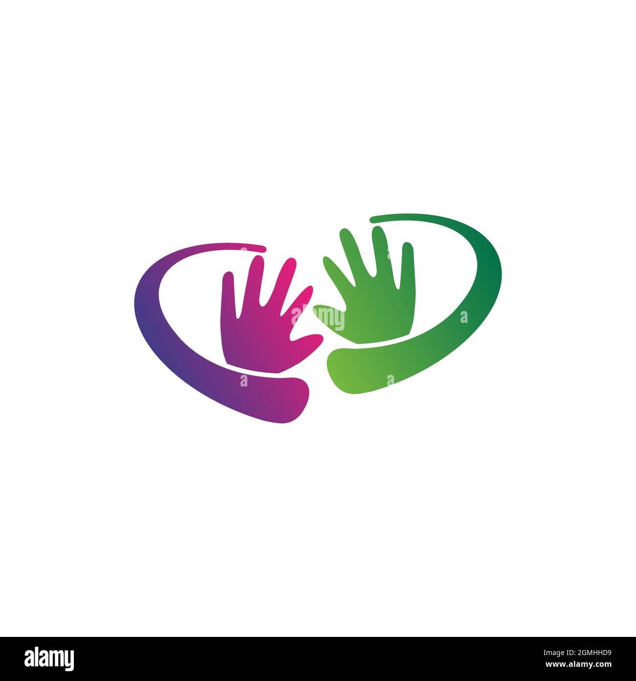 Modèle de dessin vectoriel avec logo à deux mains.EPS 10 Illustration de Vecteur