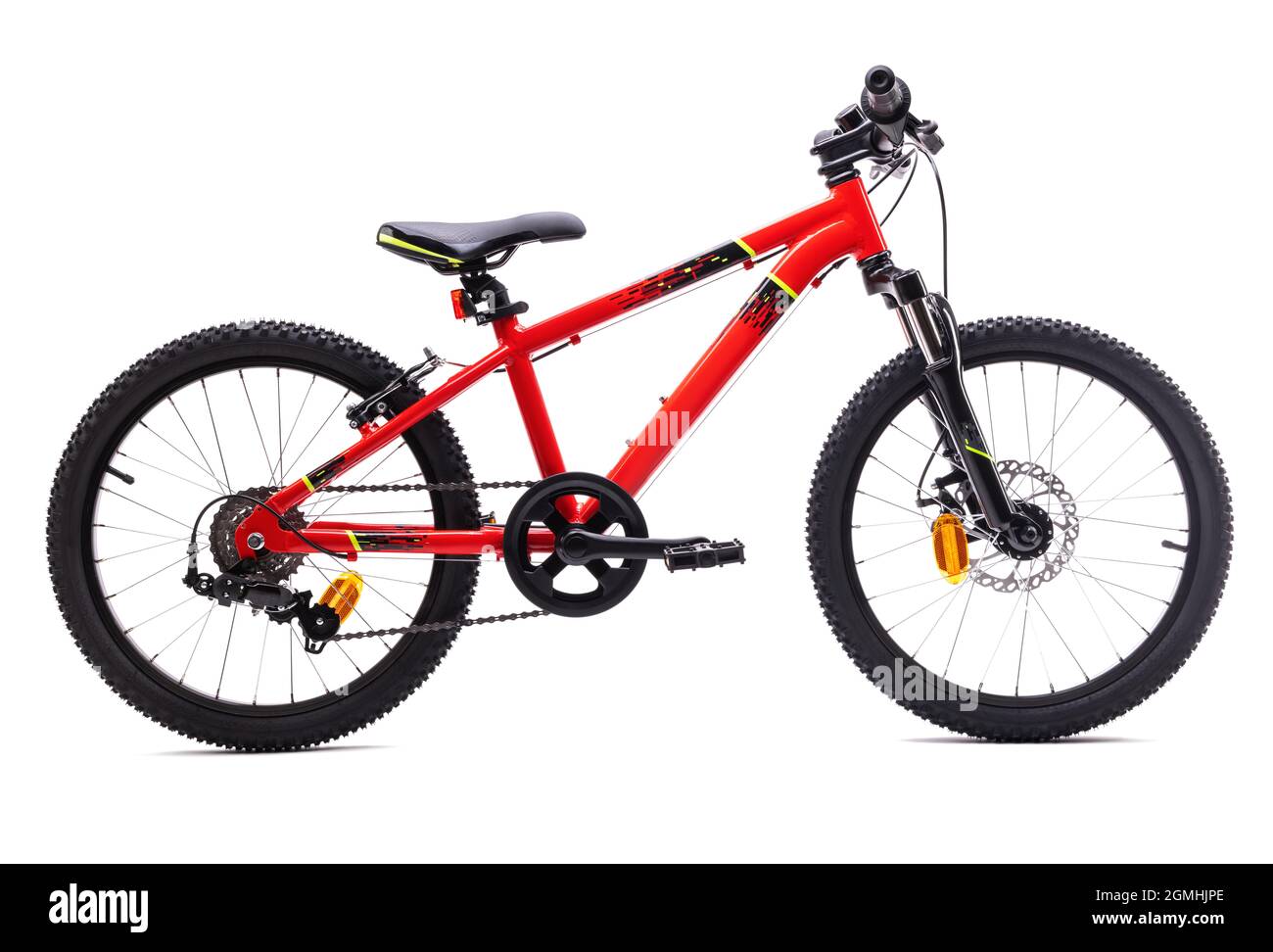 Vélo de montagne rouge sport isolé sur fond blanc Banque D'Images