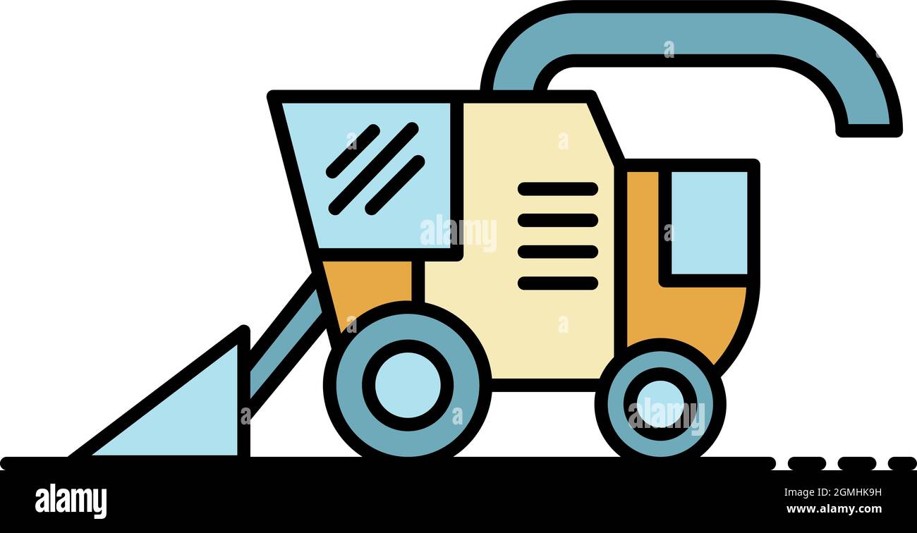 Icône moissonneuse-batteuse. Contour moissonneuse-batteuse vecteur icône couleur isolée plate Illustration de Vecteur