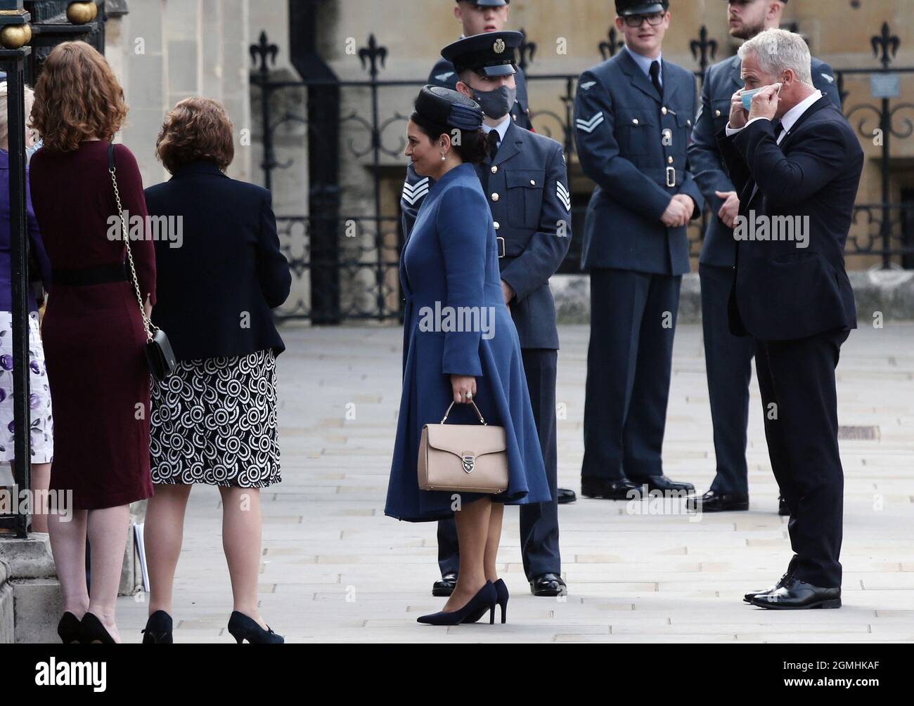 Londres, Angleterre, Royaume-Uni. 19 septembre 2021. Le ministre de l'intérieur du Royaume-Uni, PRITI PATEL, arrive à l'abbaye de Westminster pour assister au service de l'église pour la bataille d'Angleterre. (Image de crédit : © Tayfun Salci/ZUMA Press Wire) Banque D'Images