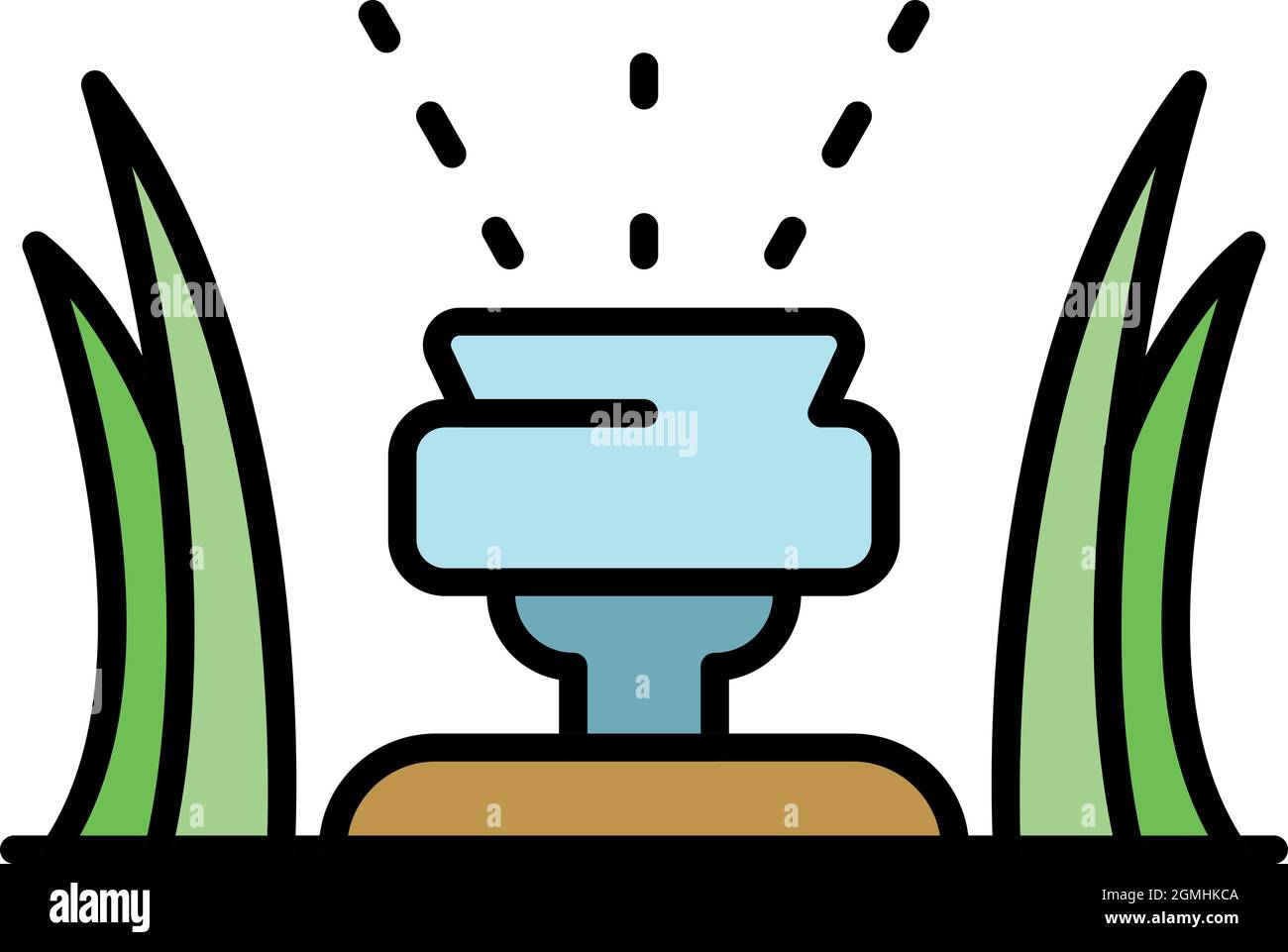 Icône d'irrigation de l'eau d'herbe. Contour herbe eau irrigation vecteur icône couleur plat isolé Illustration de Vecteur