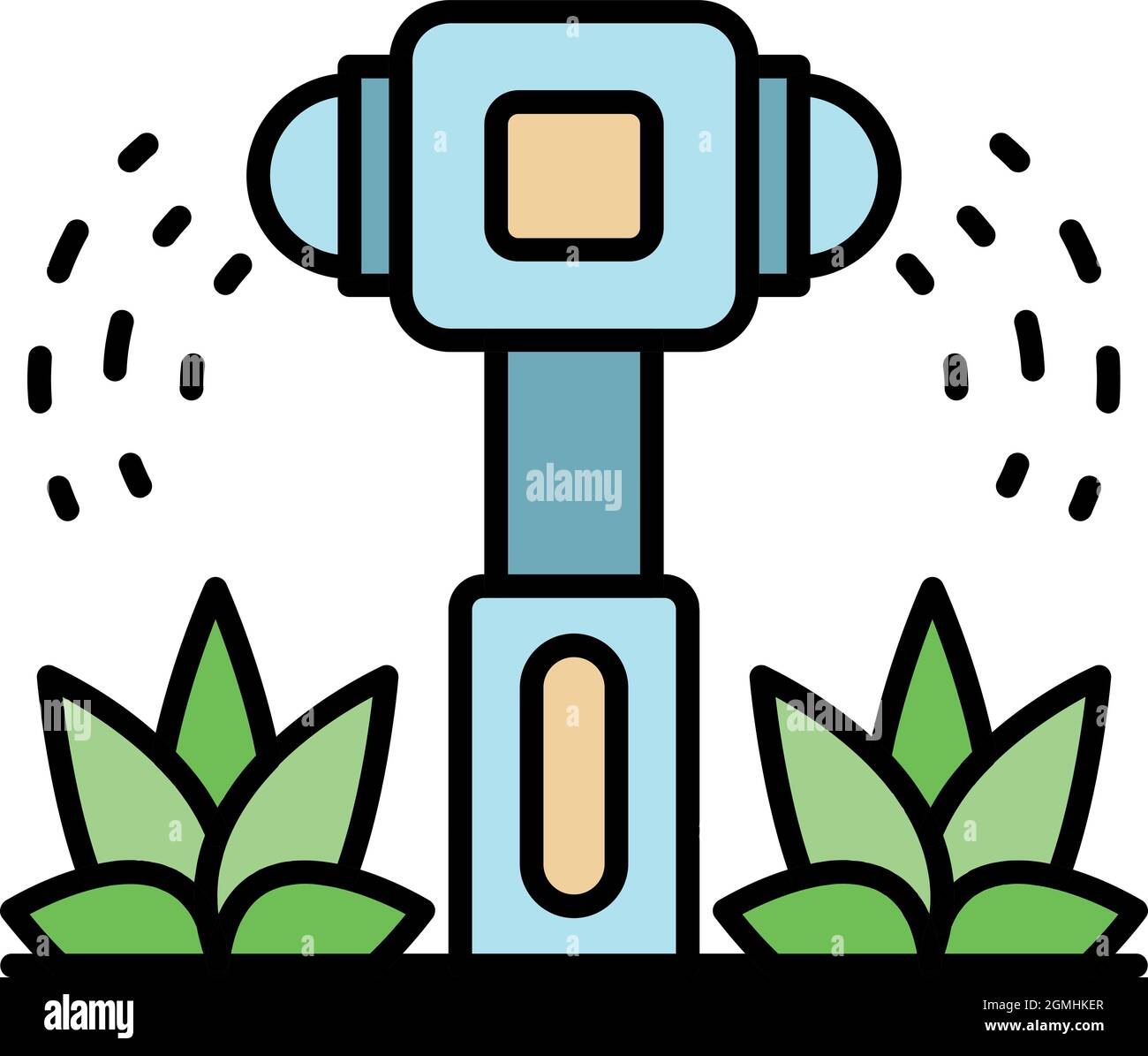 Icône de l'arroseur d'irrigation. Contour de l'icône vecteur de l'arroseur d'irrigation couleur plate isolée Illustration de Vecteur