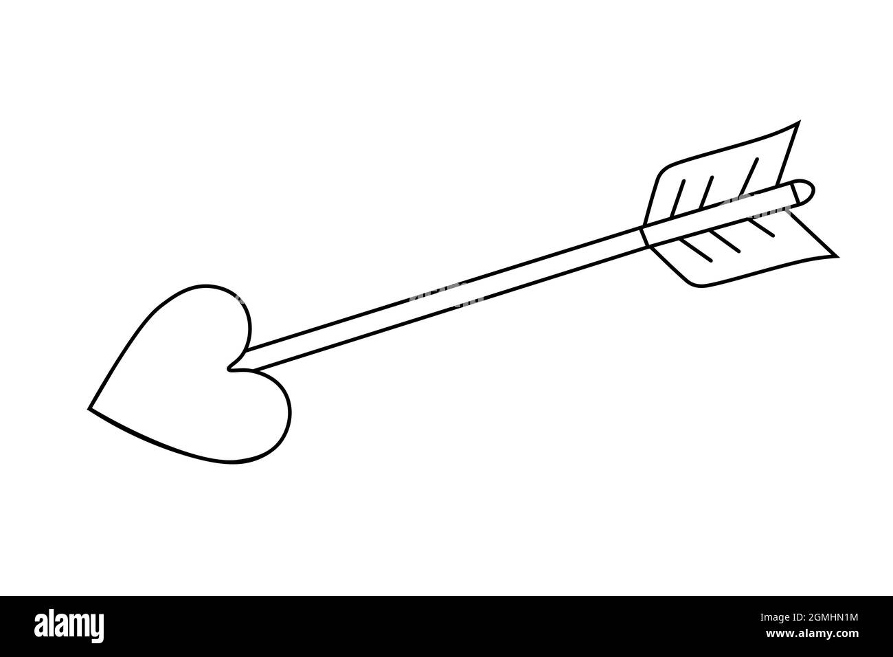 Doodle flèches de Cupid. Décor de la Saint-Valentin pour une carte postale, un design, une affiche. Flèche plate, icône, illustration vectorielle du logo. Flèche en forme de cœur. Illustration de Vecteur