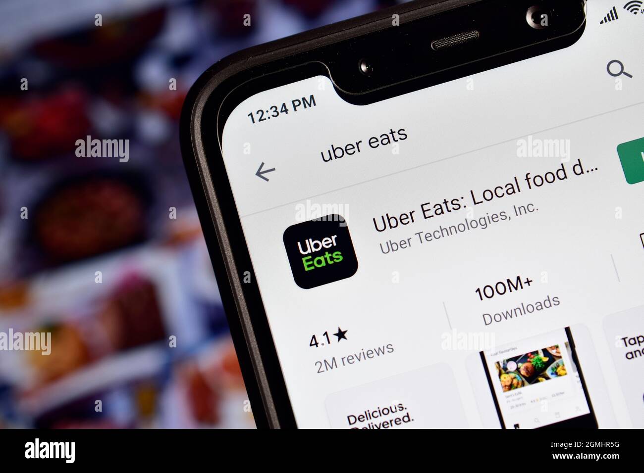 New Delhi, Inde, 16 janvier 2020 :- application Uber Eats sur smartphone Banque D'Images