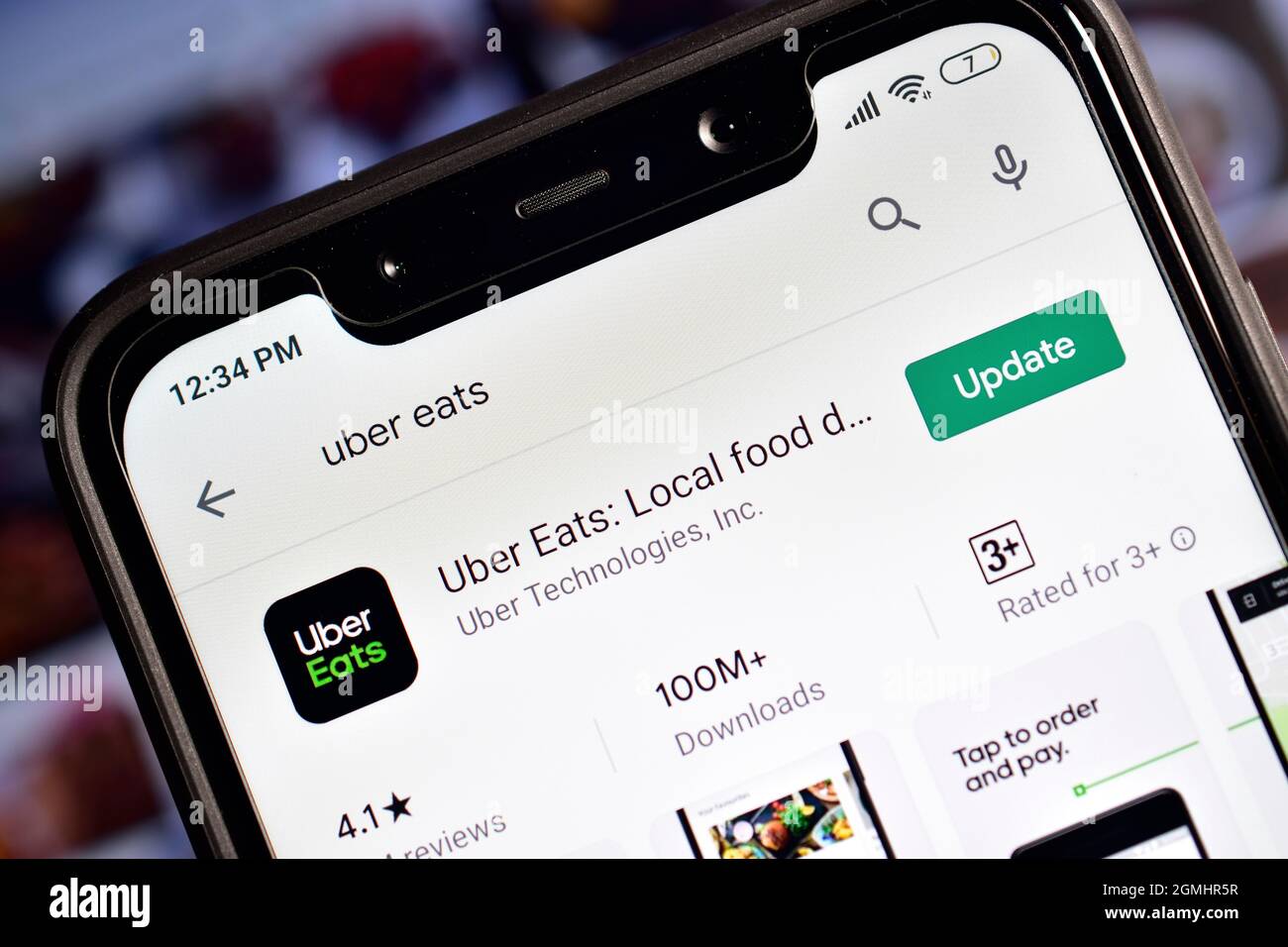 New Delhi, Inde, 16 janvier 2020:- Uber Eats application pour la livraison de nourriture en ligne Banque D'Images