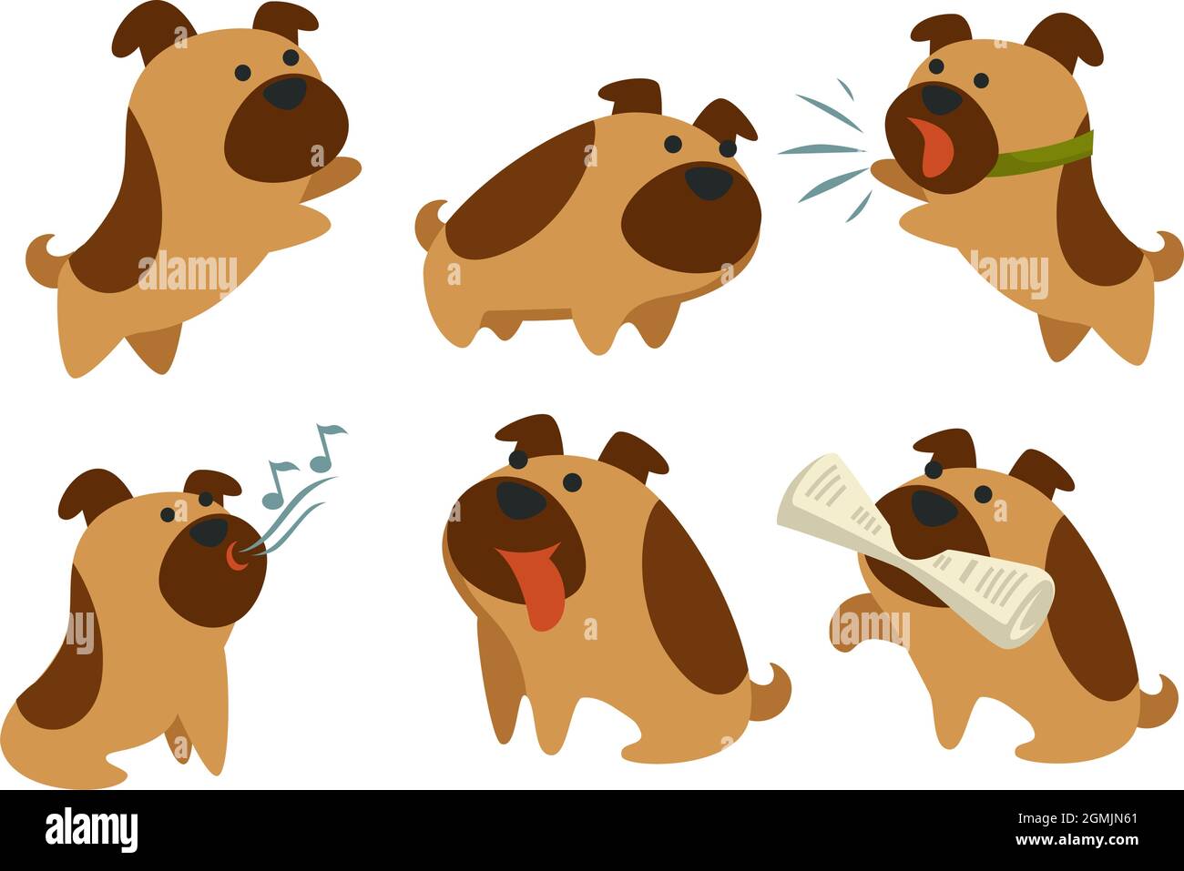 Chien aboyant, animal canin, animal avec journal Illustration de Vecteur