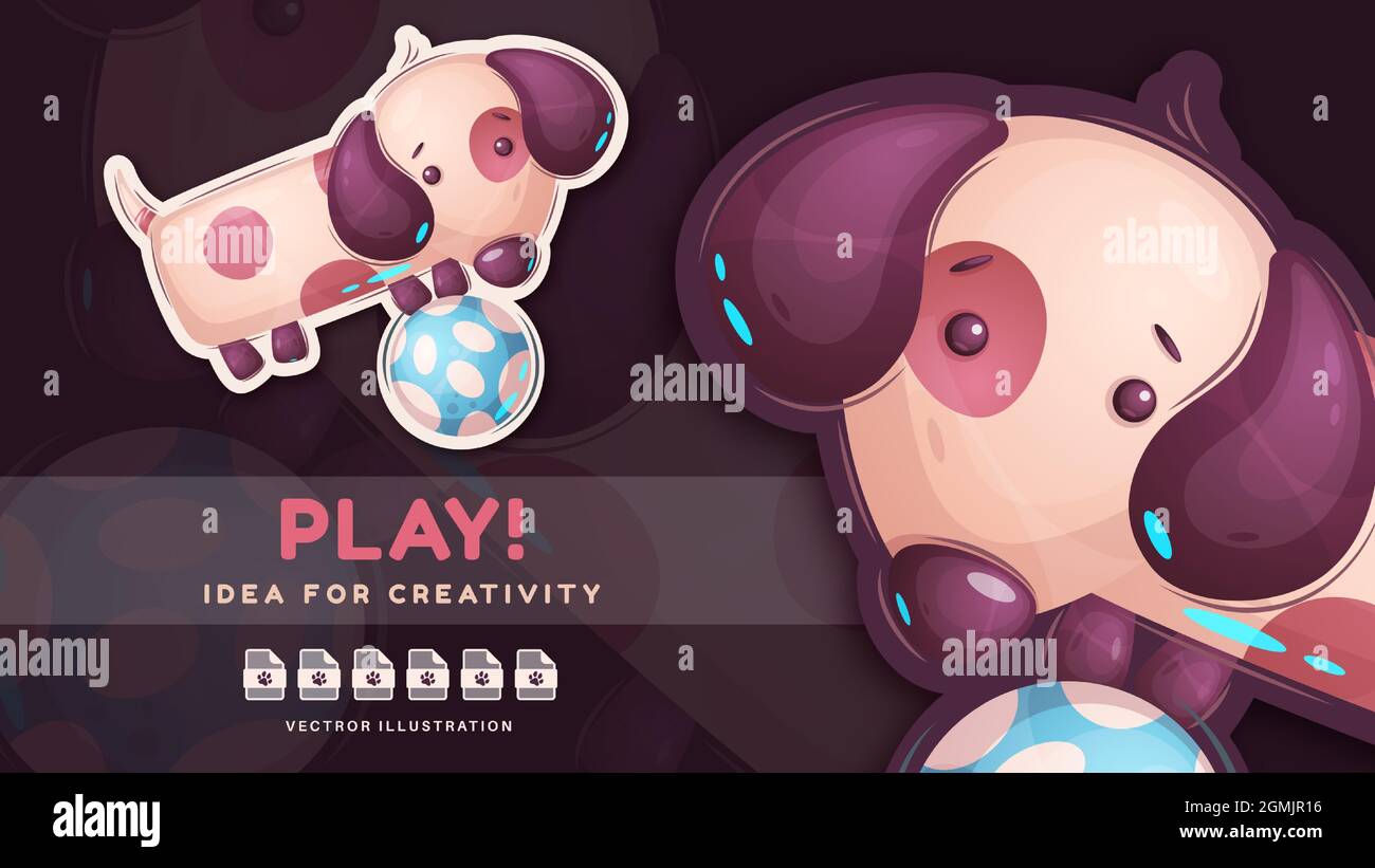 Joli jeu de chien de football - adorable Illustration de Vecteur