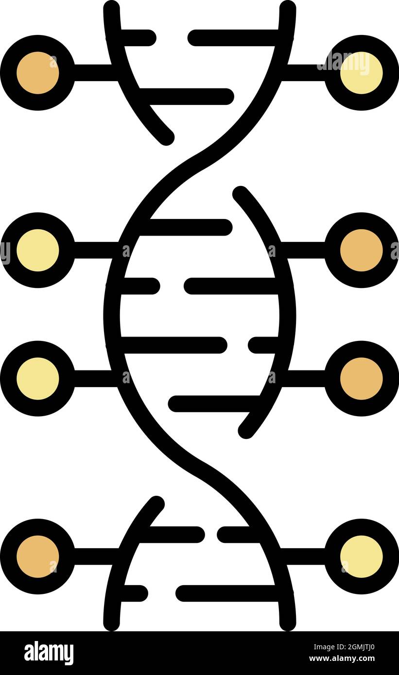 Icône d'hélice d'ADN avec billes. Contour de l'hélice de l'ADN avec billes vecteur icône couleur plat isolé Illustration de Vecteur