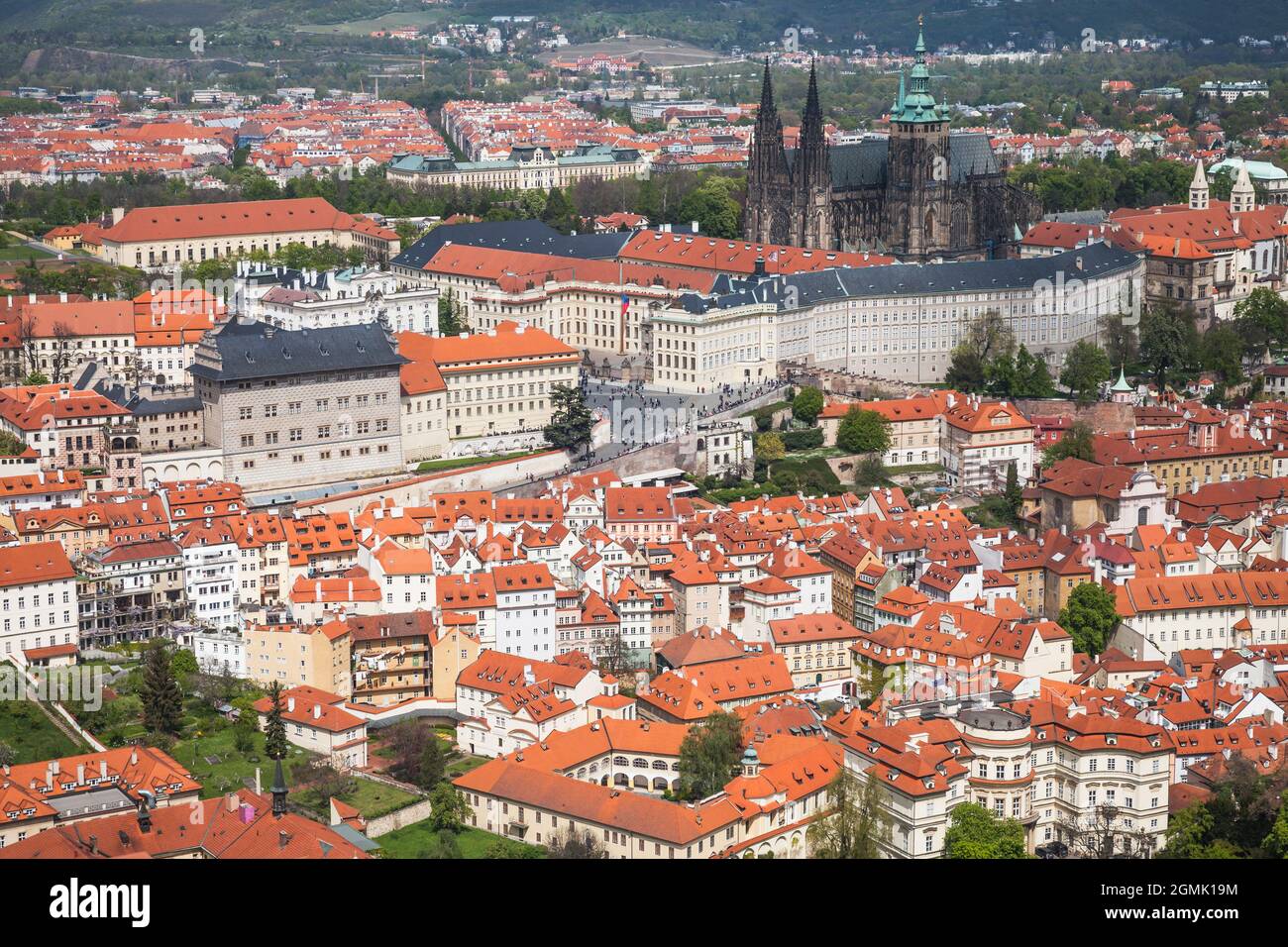 Vue panoramique sur la vieille ville de Prague et la cathédrale Saint-Vitus. République tchèque Banque D'Images