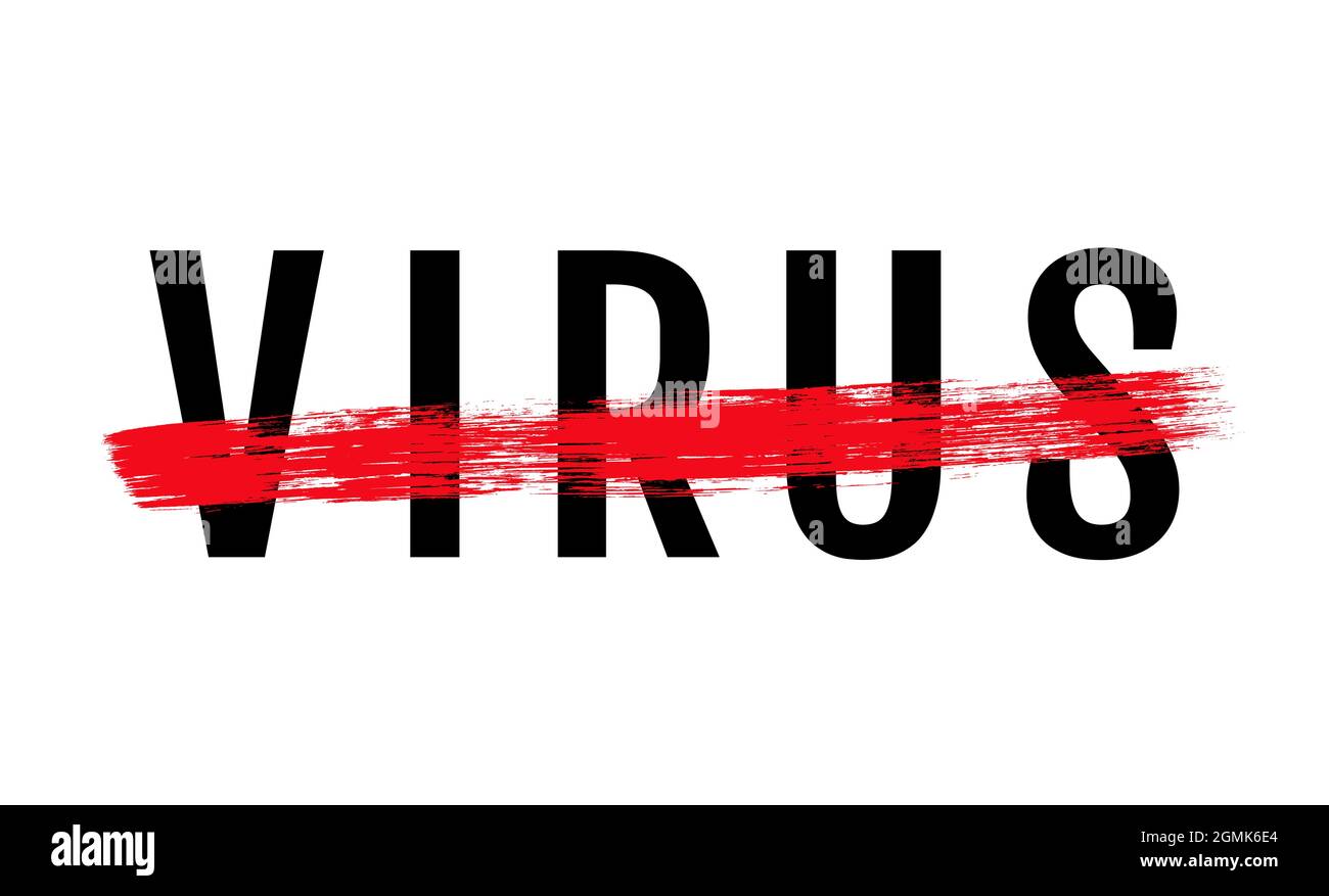 Icône vectorielle d'arrêt du virus. Affiche vectorielle avec signe d'arrêt et texte du virus. Illustration de Vecteur