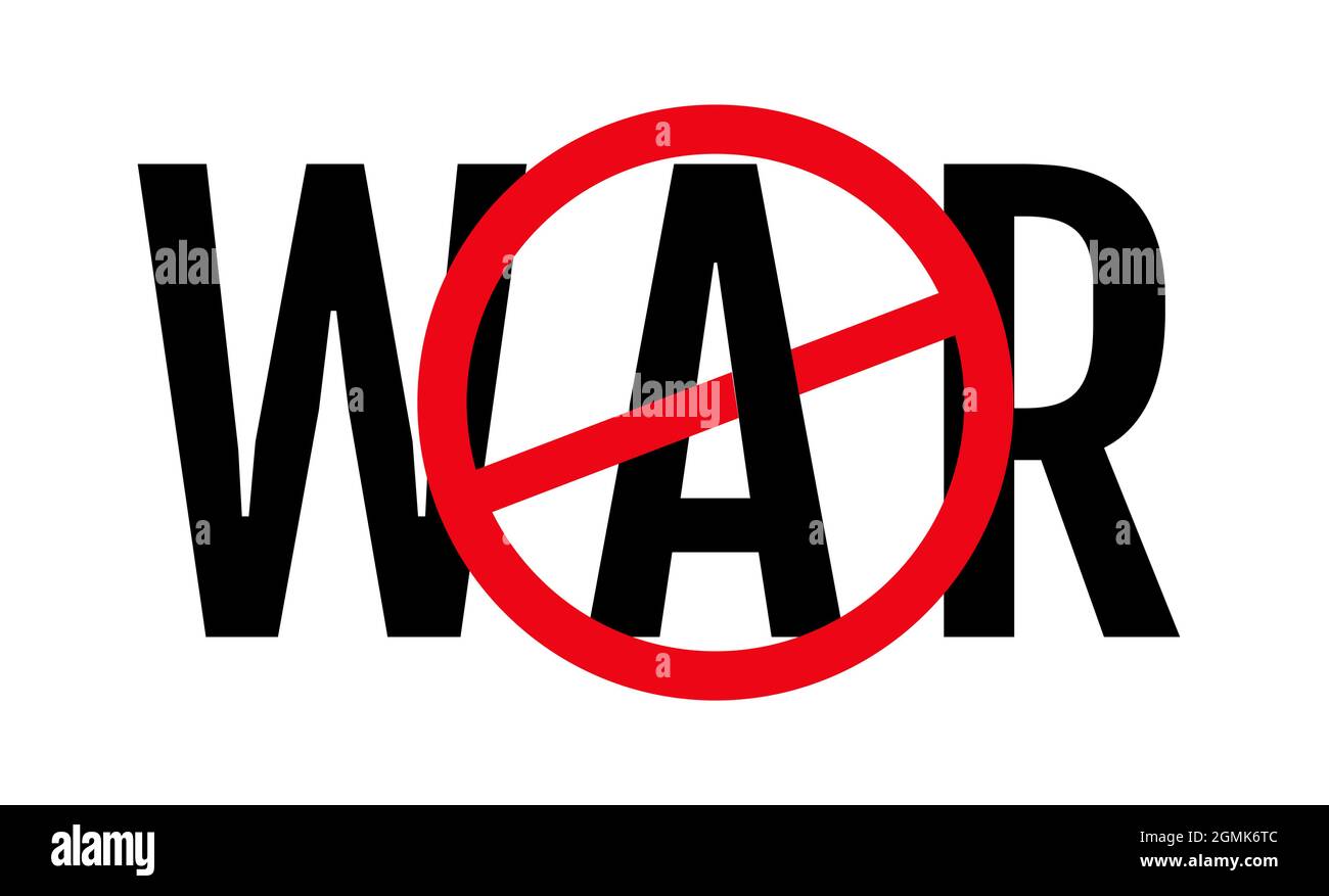 Poster vectoriel avec texte sans guerre. Dites non à la guerre. Texte de la guerre et signe d'arrêt. Illustration de Vecteur