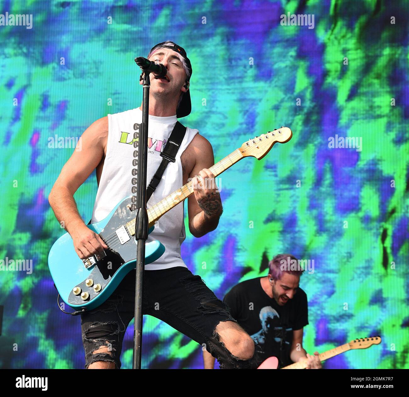 All Time Low - Alex Gaskarth se produit sur la scène de la journée au festival de musique iHeartRadio 2021 à AREA15 le 18 septembre 2021 à Las Vegas, Nevada. Photo : Casey Flanigan/imageSPACE/MediaPunch Banque D'Images