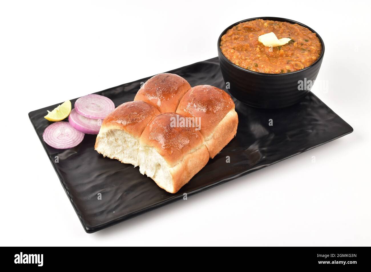 Mumbai's Epicé alimentaire pav bhaji, épicé de la nourriture indienne Banque D'Images