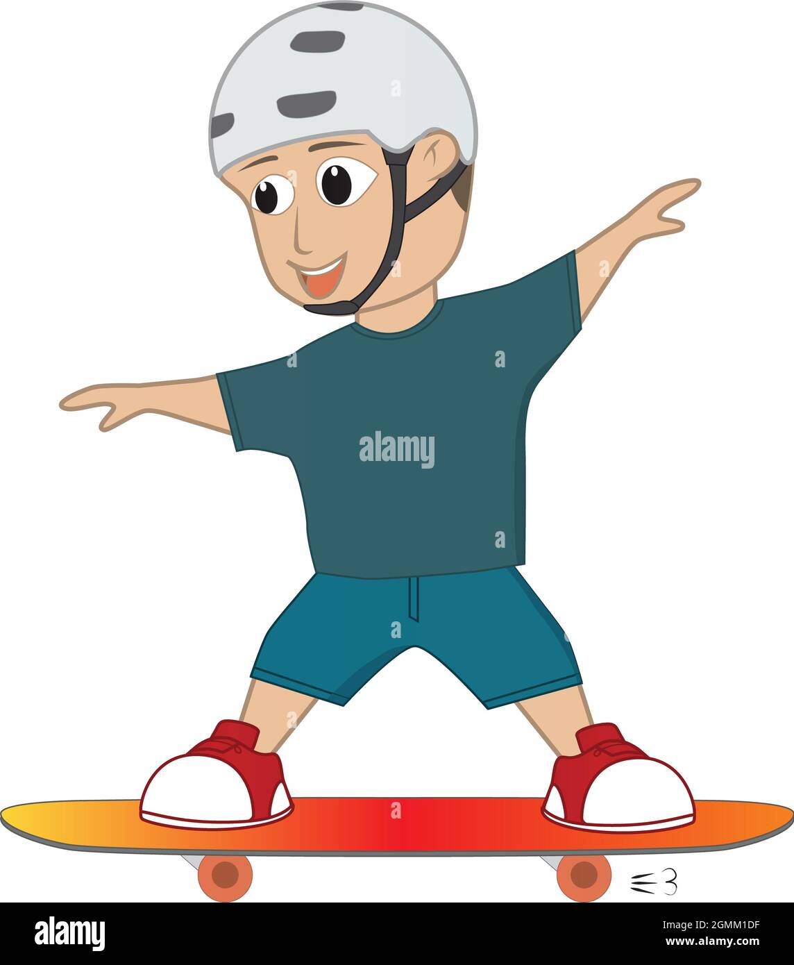 Un jour ensoleillé, un sympathique garçon faisait du skateboard. Il skate  avec son skateboard et semble heureux aussi Photo Stock - Alamy