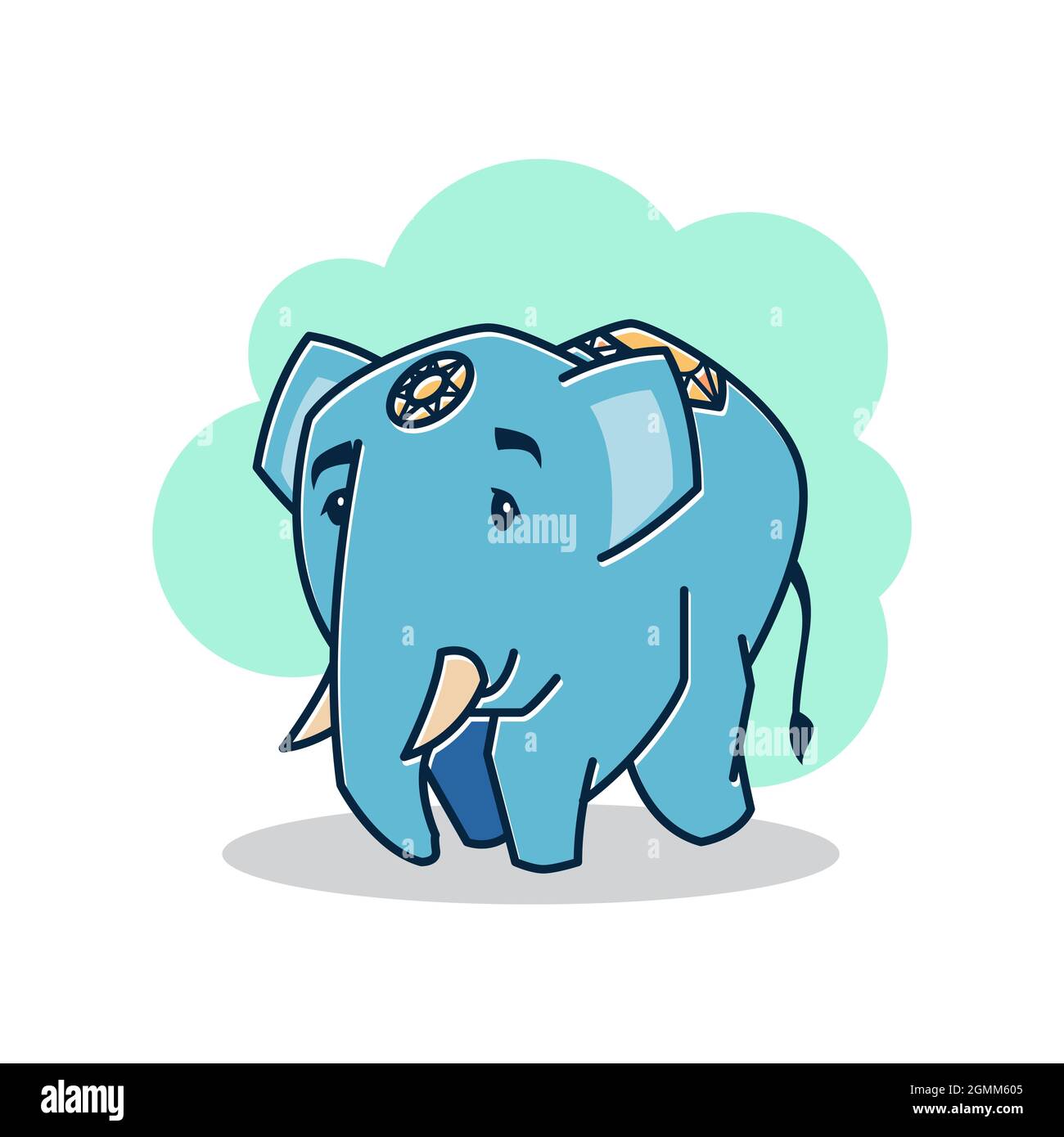 Le personnage de dessin animé du zoo Big friendly Elephant Walking Illustration de Vecteur