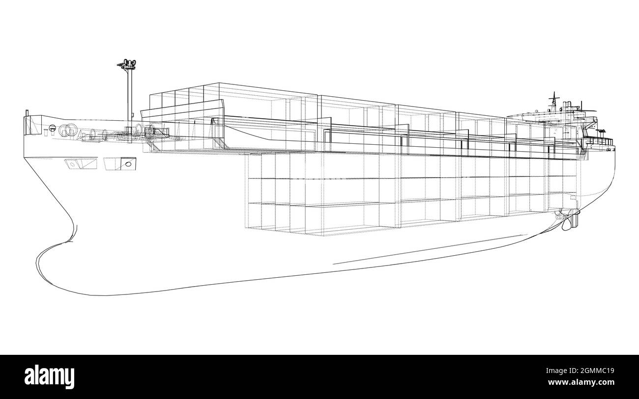 D'un cargo avec des conteneurs. Vector Illustration de Vecteur