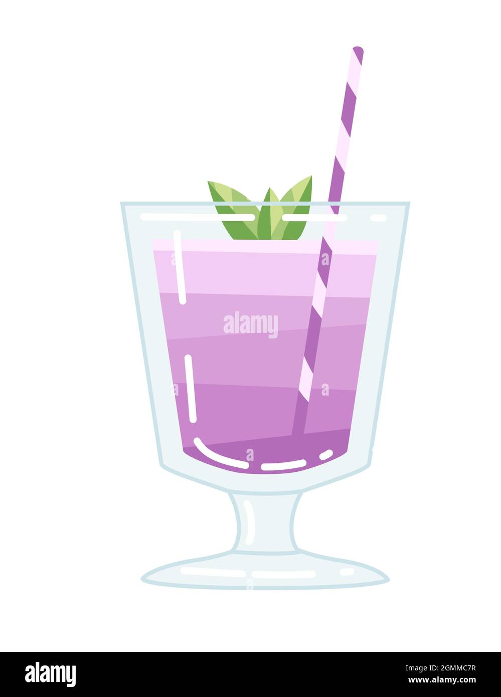 Un cocktail alcoolisé emple gin lavande dans un verre avec pailles à boire illustration vectorielle de la boisson d'été sur fond blanc Illustration de Vecteur