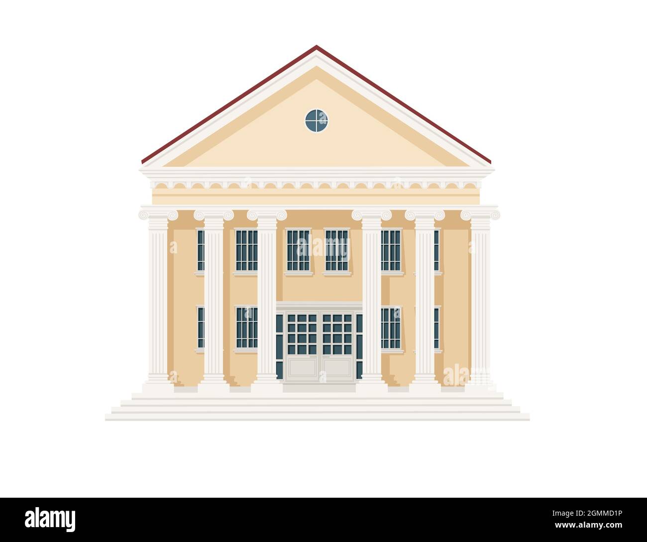 Beige couleur classique architecture américaine bâtiment gouvernemental avec piliers et escaliers illustration vectorielle sur fond blanc Illustration de Vecteur