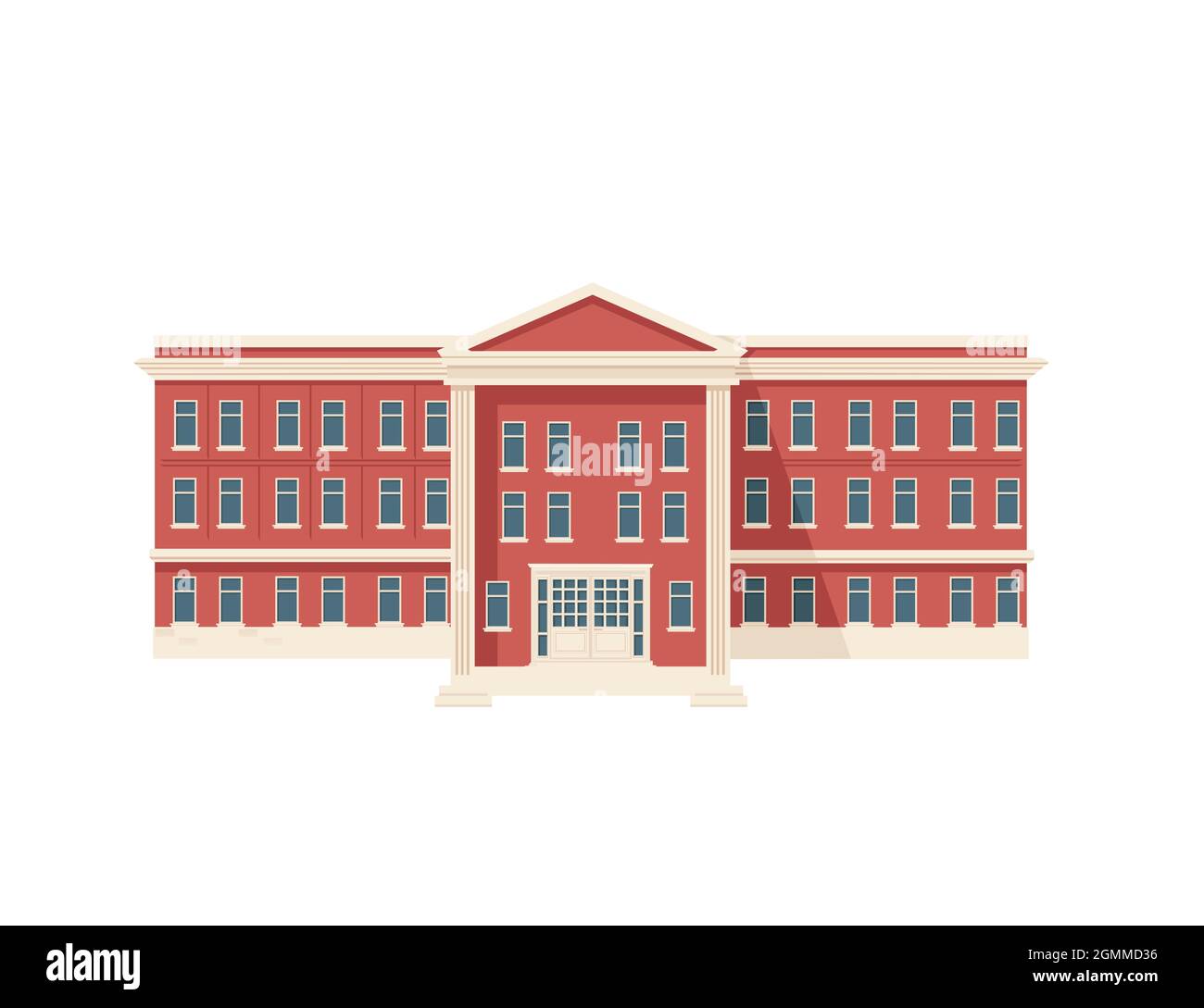 Rouge couleur classique architecture américaine gouvernement bâtiment illustration vectorielle sur fond blanc Illustration de Vecteur