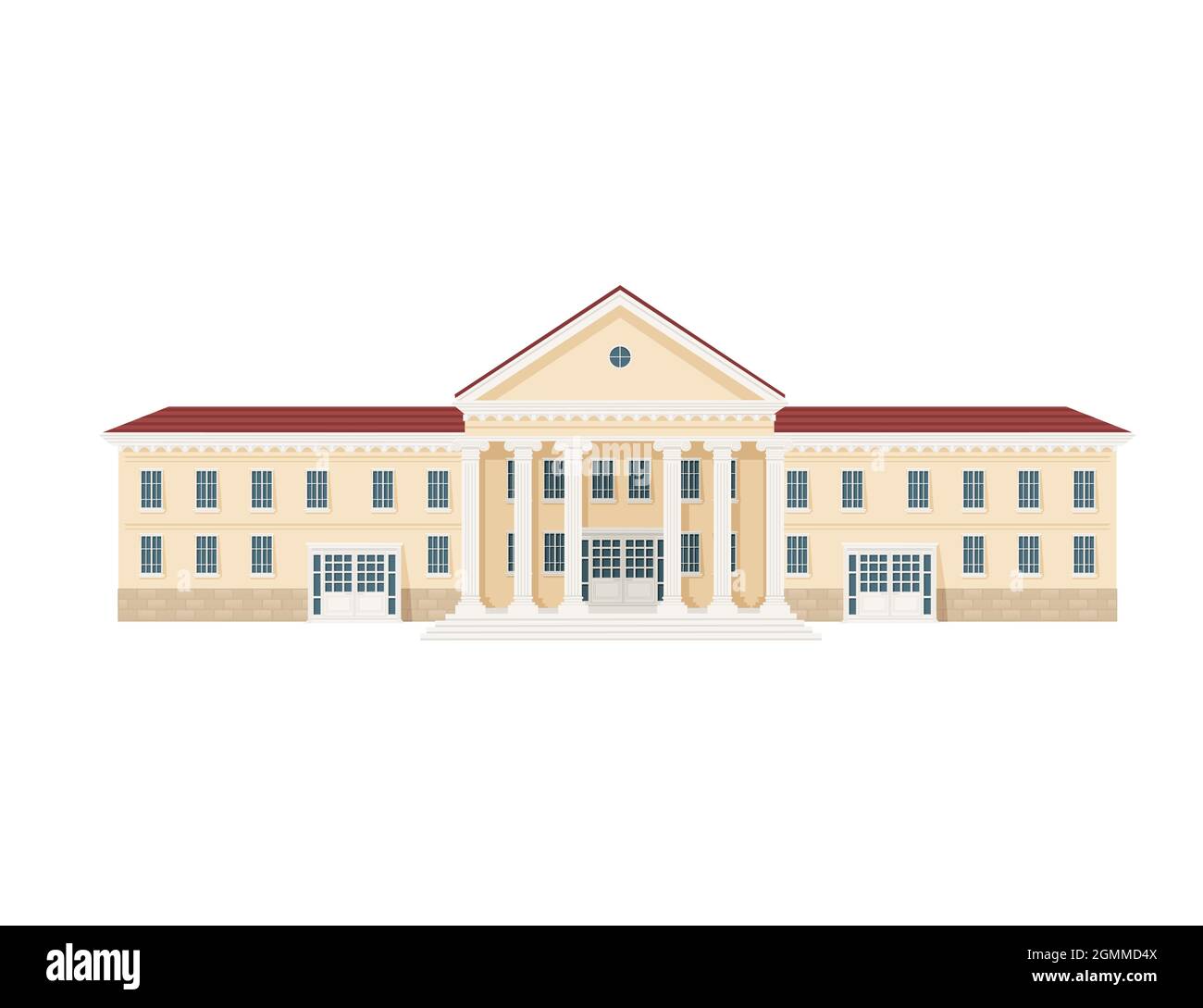 Beige couleur classique architecture américaine bâtiment gouvernemental avec piliers et escaliers illustration vectorielle sur fond blanc Illustration de Vecteur