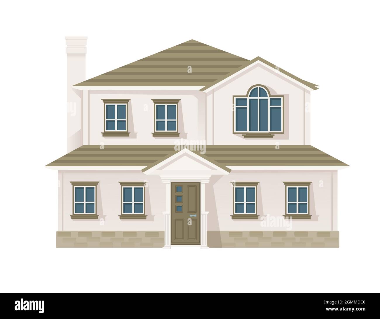 Maison de campagne avec portes et fenêtres couleur olive immeuble résidentiel illustration vectorielle sur fond blanc Illustration de Vecteur