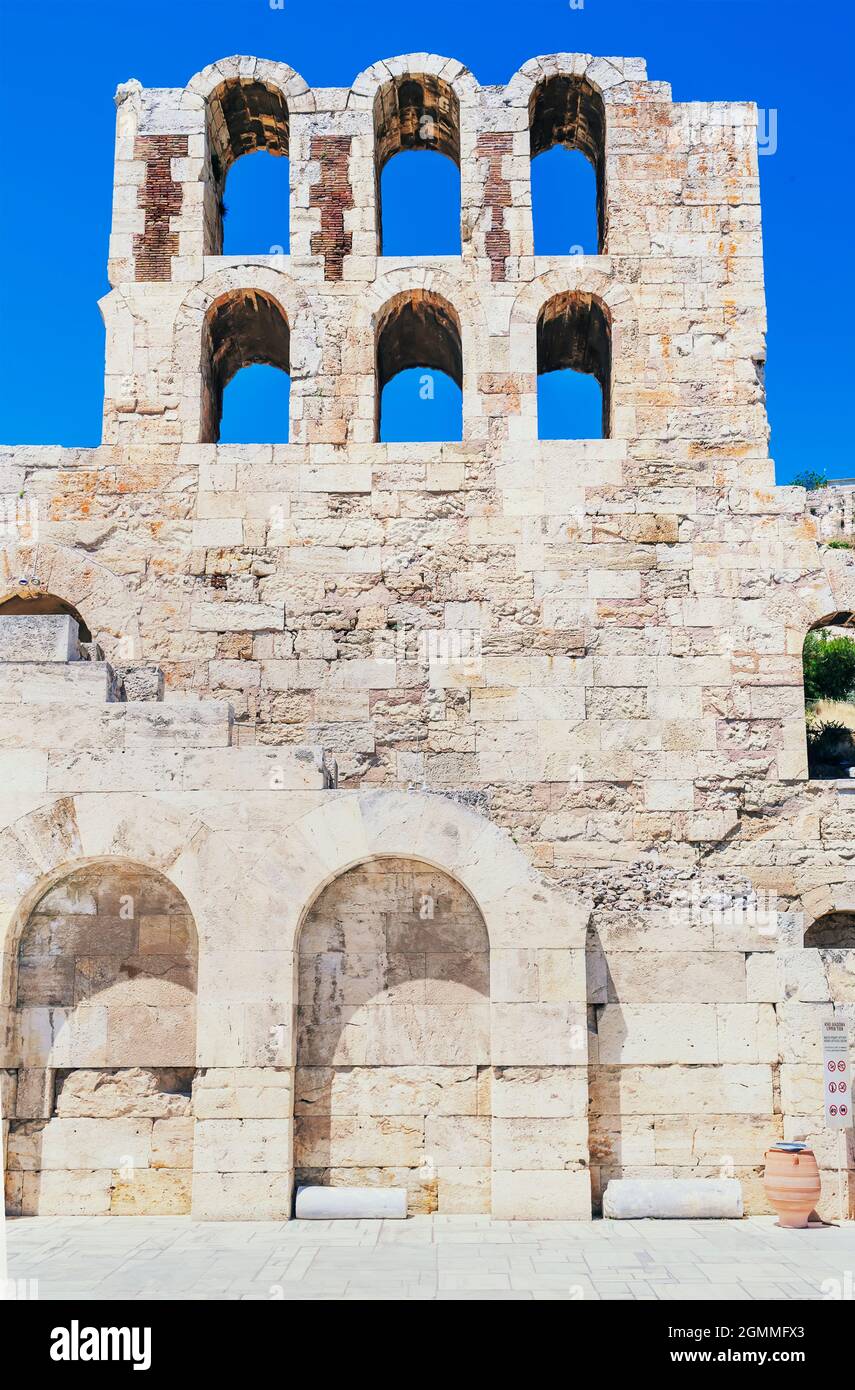 Odéon d'Hérode Atticus, au versant sud de l'Acropole, Athènes, Grèce, Europe, Banque D'Images