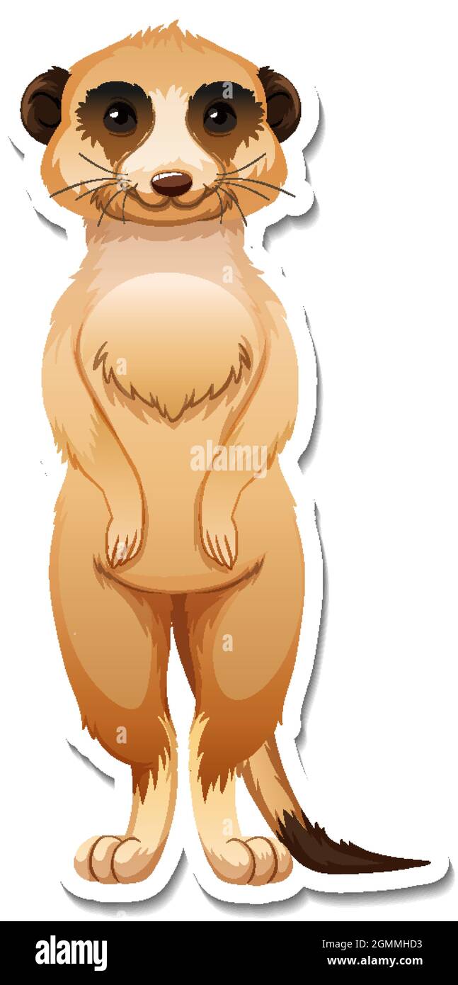 Un modèle d'autocollant d'illustration de personnage de dessin animé meerkat Illustration de Vecteur
