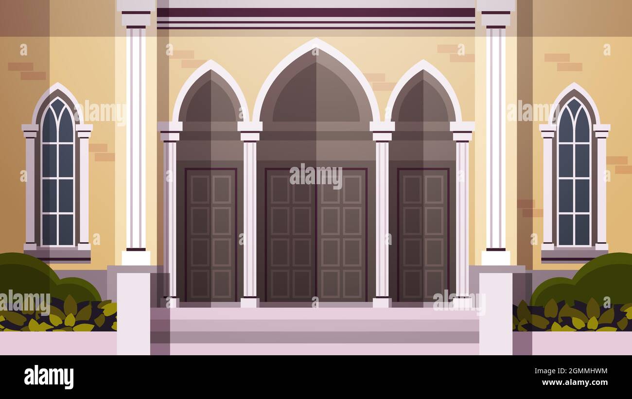 façade contemporaine de l'église catholique architecture religion chrétienne culture concept horizontal Illustration de Vecteur