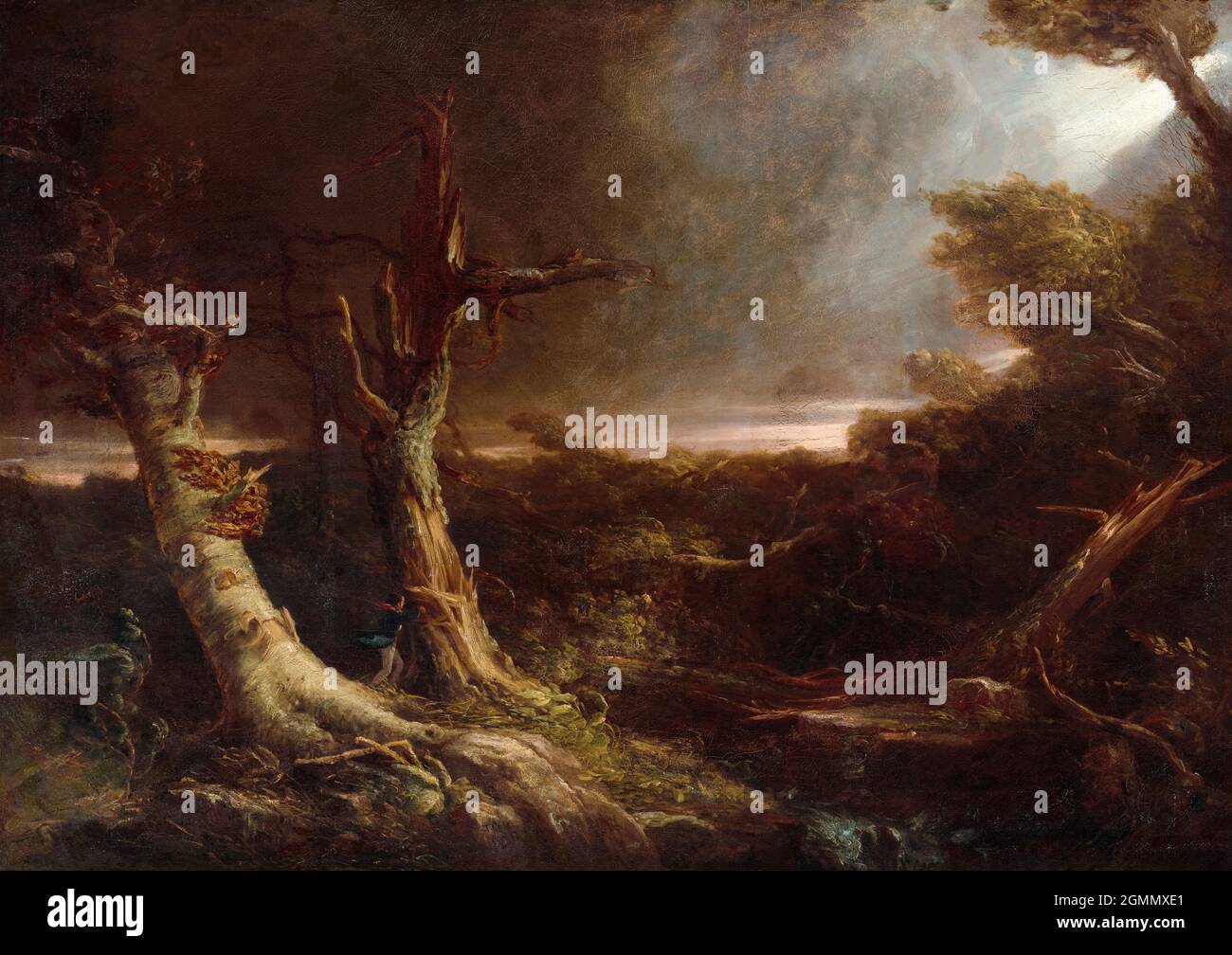 Thomas Cole, Tornado dans une forêt américaine, peinture de paysage, 1831 Banque D'Images