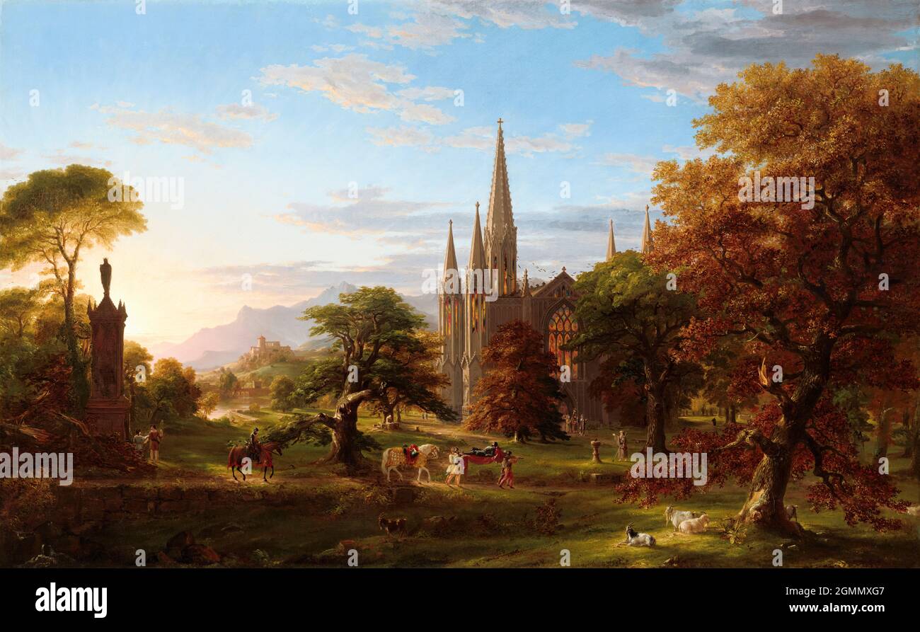 Thomas Cole, le retour, peinture de paysage, 1837 Banque D'Images