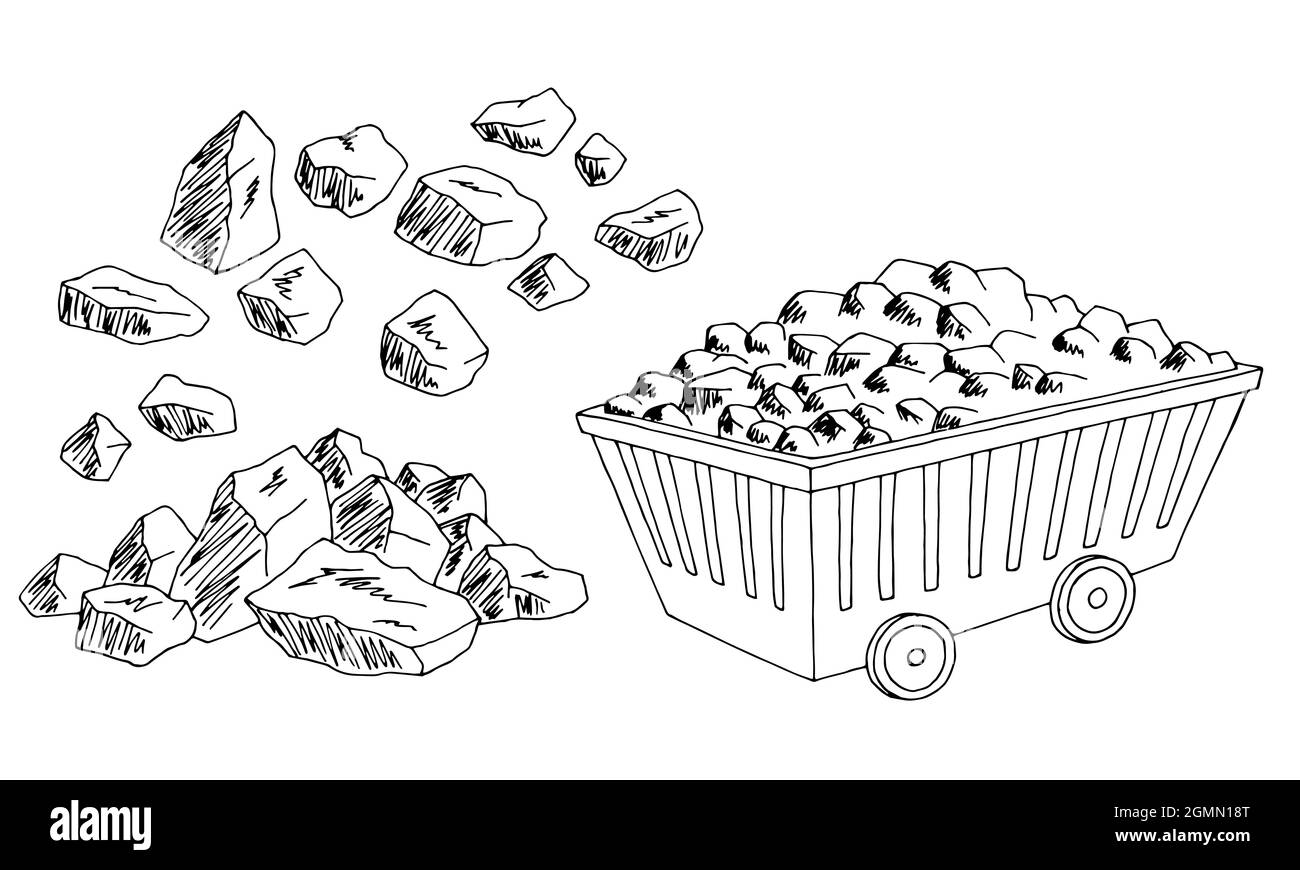 Vecteur d'illustration d'esquisse isolé noir blanc de l'ensemble de charbon Illustration de Vecteur