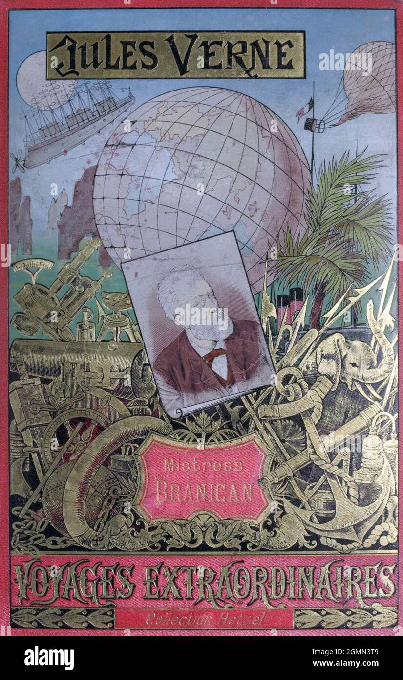 Couverture de livre de la France Ajout du livre ' Mistress Branican ' de Jules Verne publication de J. Hetzel à Paris en 1891 avec des illustrations de Leon Benet Banque D'Images