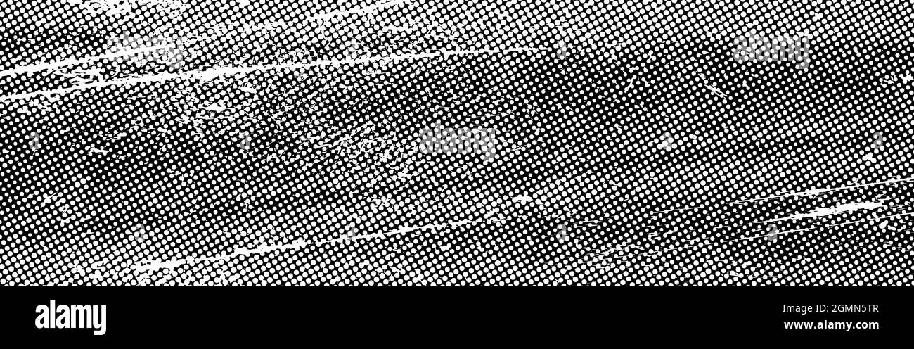 Gratter l'arrière-plan en pointillés demi-tons. Élément de design tendance et sale. Cercles tachetés. Texture des points de superposition. Style salopant Illustration de Vecteur