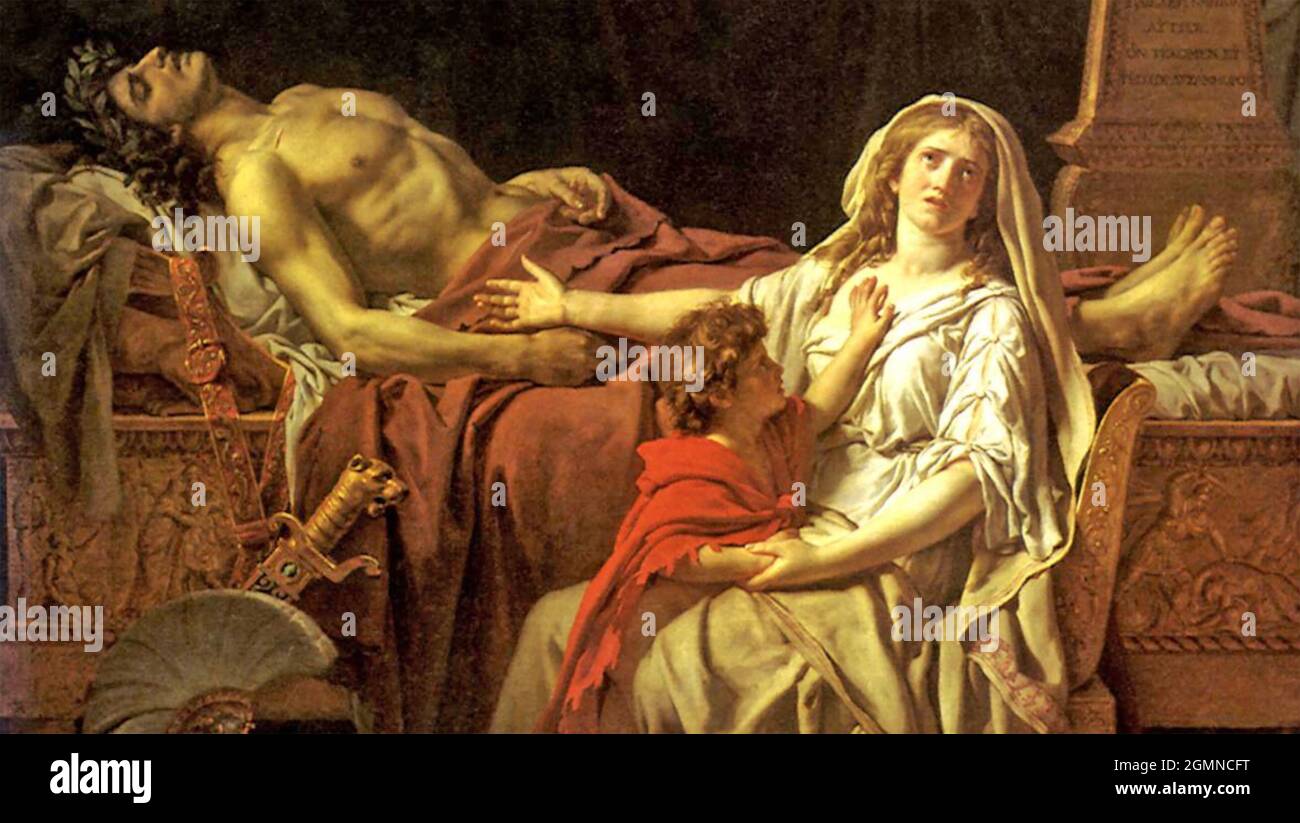 ANDROMACHE PLEURANT HECTOR peint par Jacques-Louis David en 1783 Banque D'Images