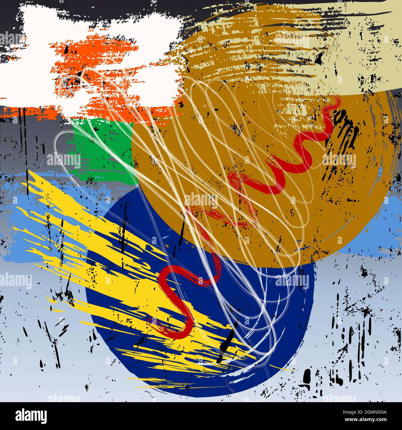 composition abstraite de fond, avec cercles, touches de peinture et éclaboussures, grungy, Illustration de Vecteur