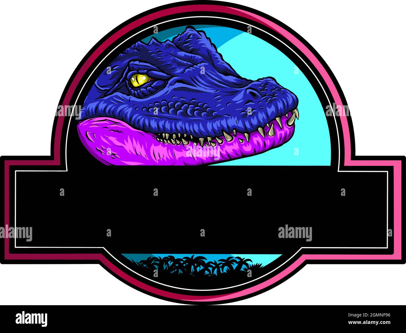 Illustration vectorielle d'un crocodile ou d'une tête d'alligator en colère qui se forme à l'intérieur d'un cercle. Illustration de Vecteur