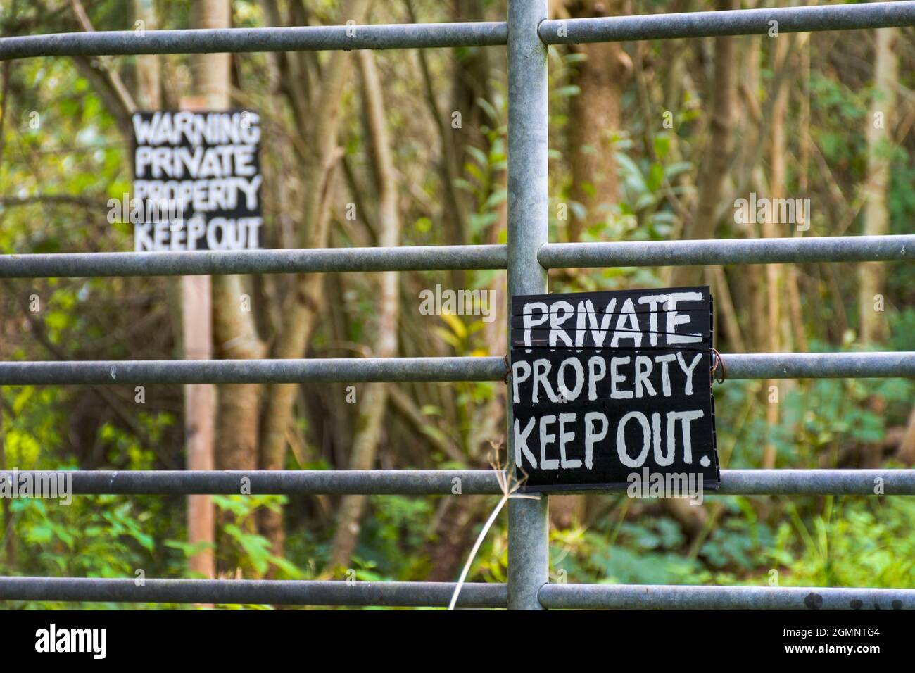 Signpost, panneau, signalisation, propriété privée Keep out, Irlande Banque D'Images