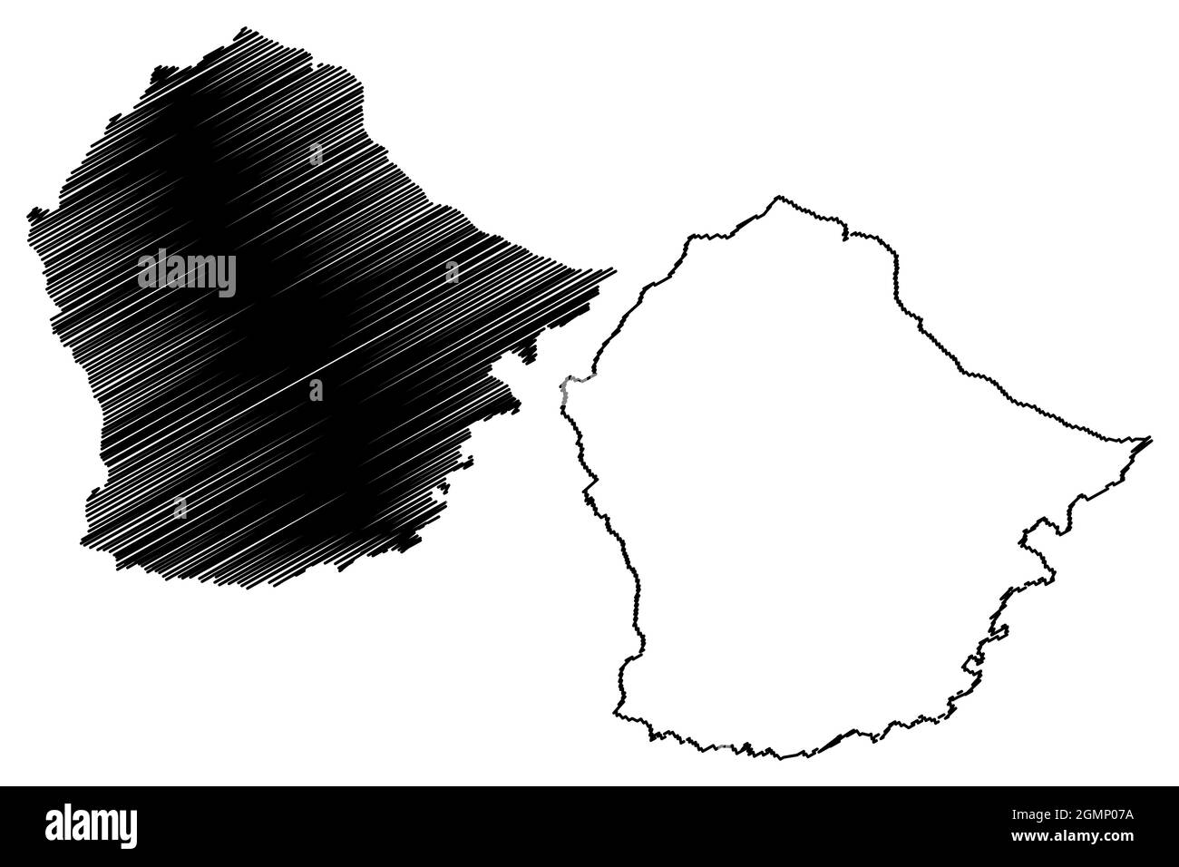 District de Bijnor (État de l'Uttar Pradesh, République de l'Inde) carte illustration vectorielle, scribble esquisse carte de Bijnor Illustration de Vecteur