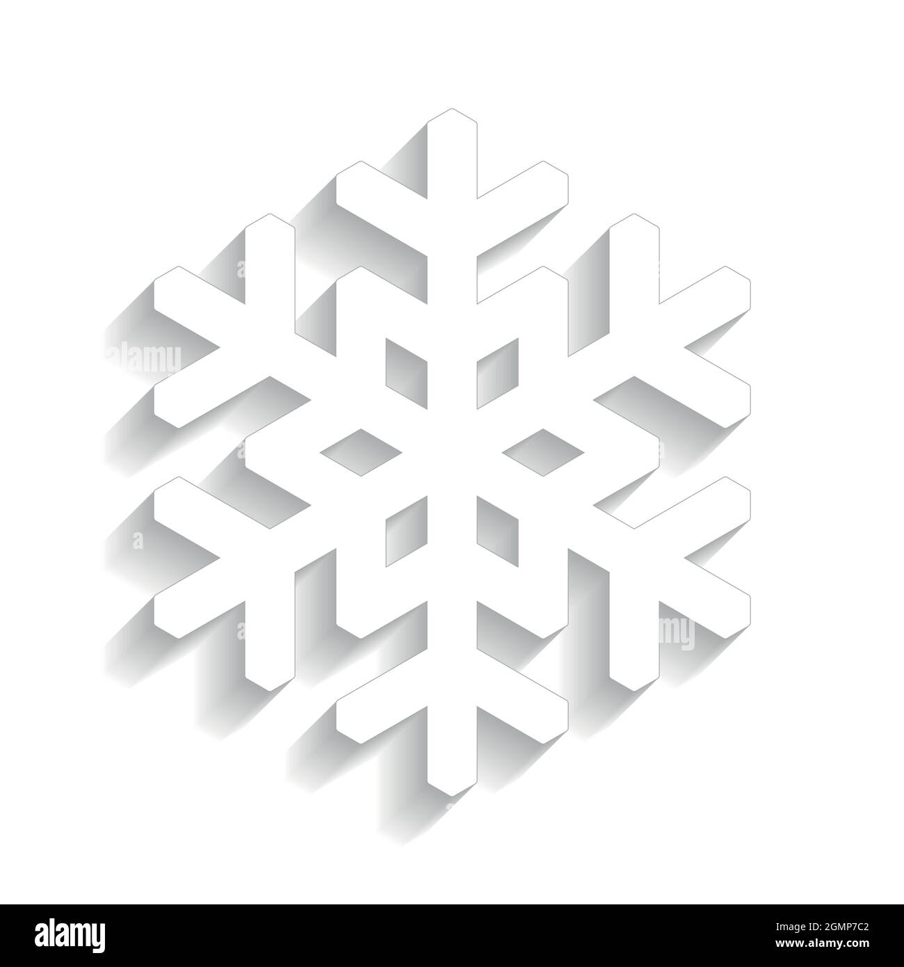 Flocon de neige en papier avec motif à longues ombres isolé sur fond blanc. Thème hiver et Noël. Illustration vectorielle. Illustration de Vecteur