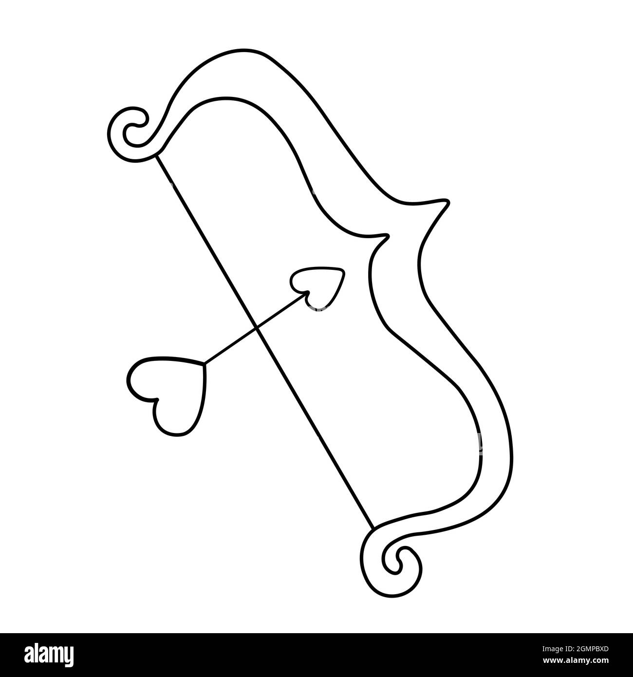 Arc et flèche de Cupid. Saint-Valentin. Élément pour carte postale, logo, icône, Web, décor, bannières, histoires instagram, autocollants. Illustration vectorielle dans dood Illustration de Vecteur
