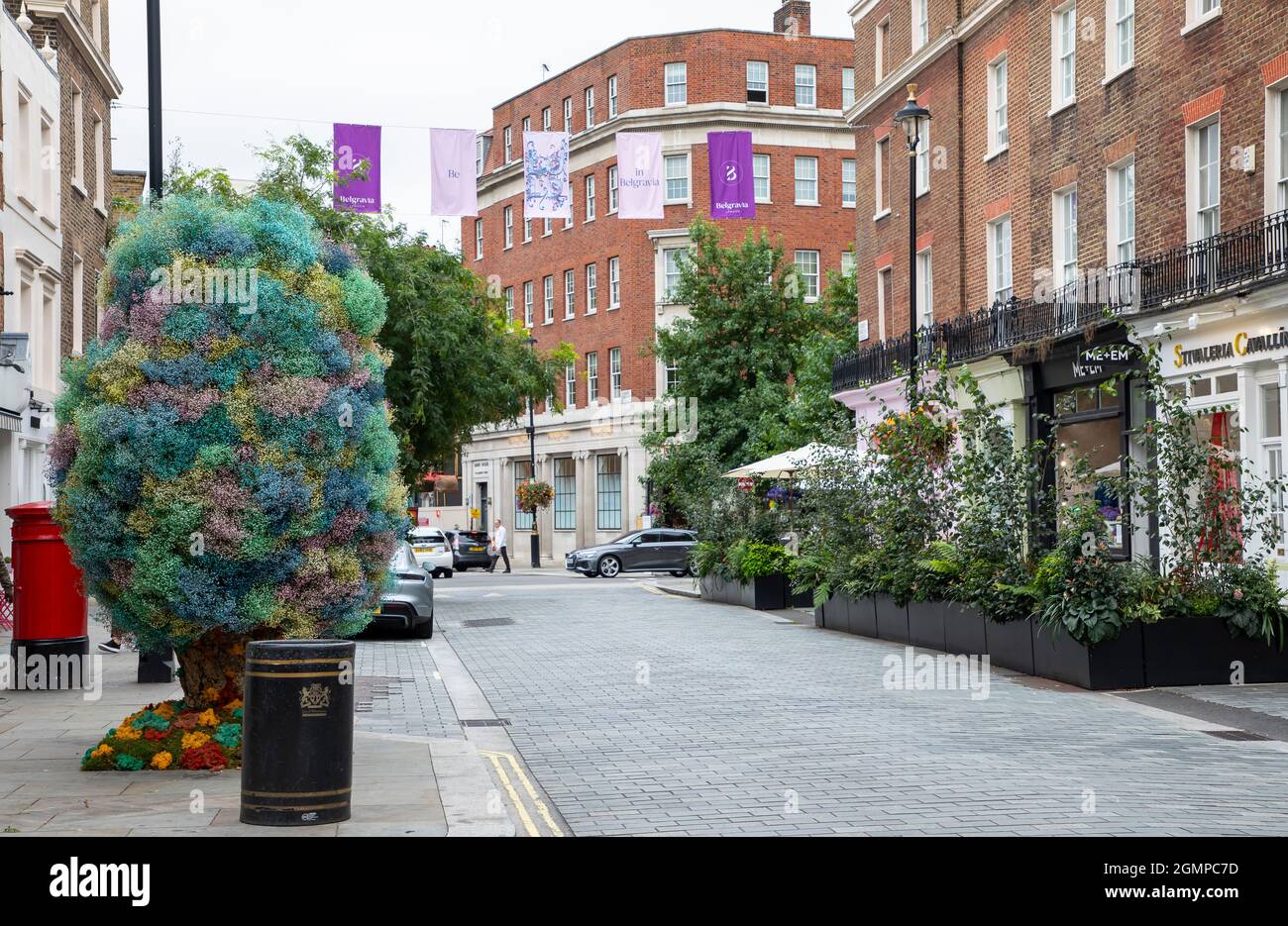 Londres, le 20 septembre 2021: Streets of Chelsea Get décoré avec des expositions florales pour l'anual Chelsea in Bloom Banque D'Images