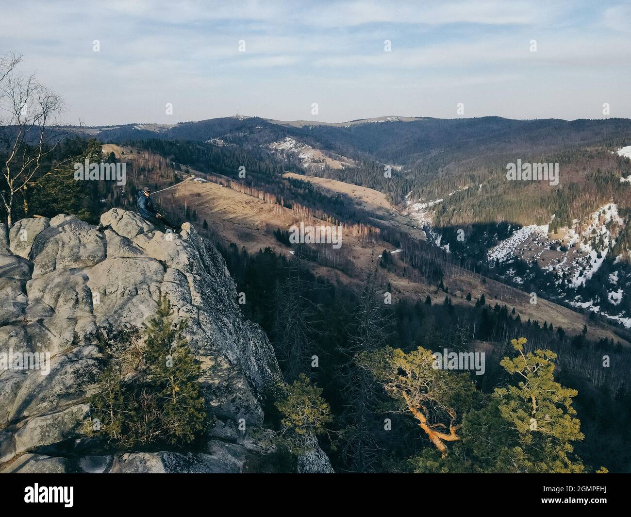 Vue sur un canyon et une montagne Banque D'Images