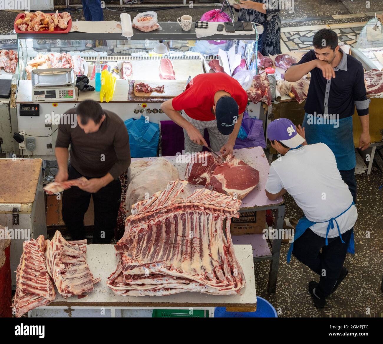 Marché de la viande, Chorsu Bazaar, Tachkent, Ouzbékistan Banque D'Images