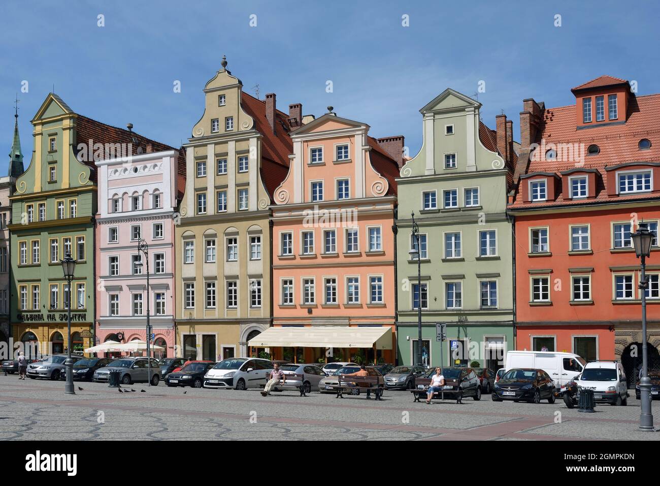 Maisons patriciennes sur la place du marché au sel dans la vieille ville de Wroclaw. Banque D'Images