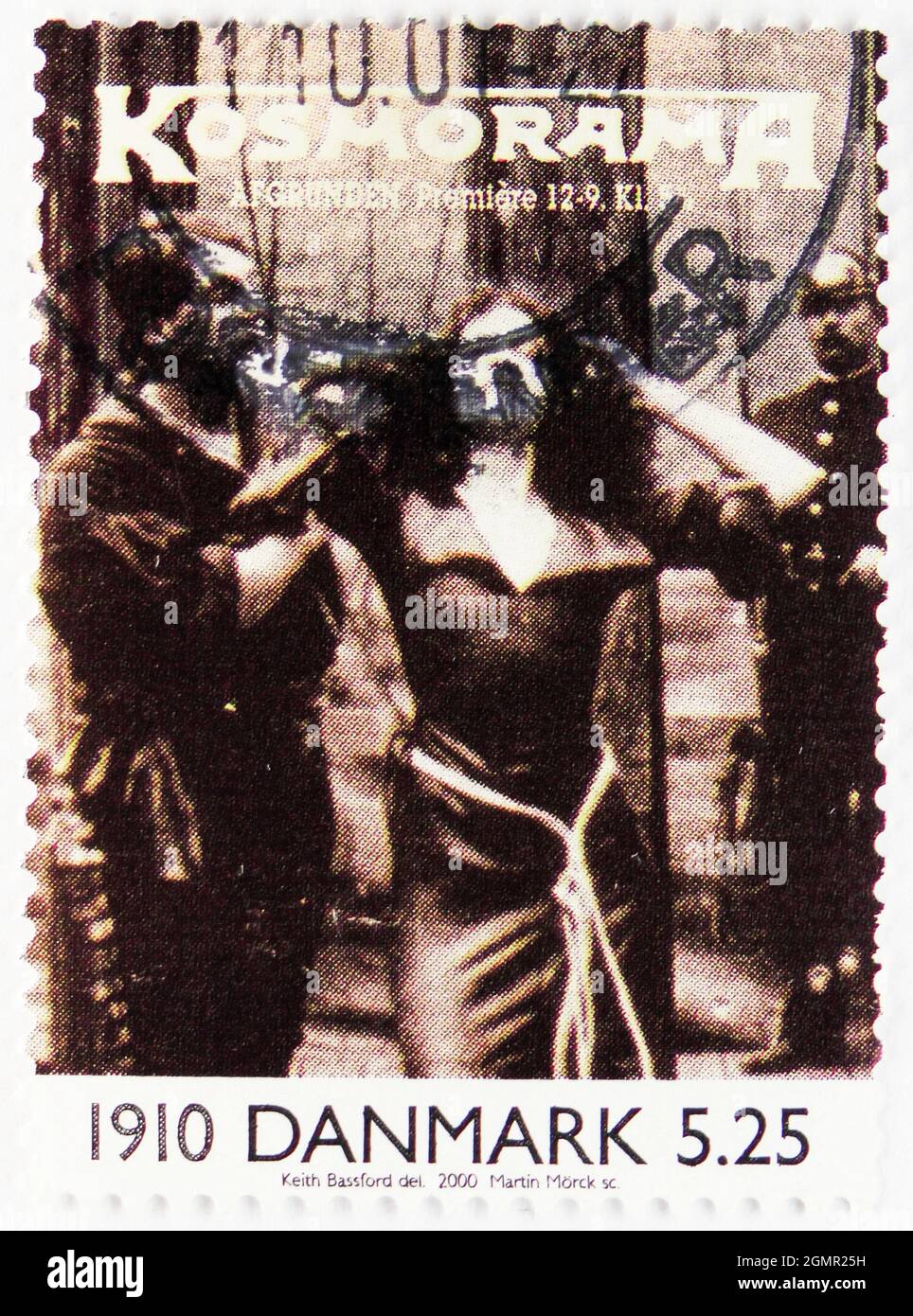 MOSCOU, RUSSIE - 31 JUILLET 2021: Timbre-poste imprimé au Danemark montre le 20e siècle, série des événements du 20e siècle, vers 2000 Banque D'Images