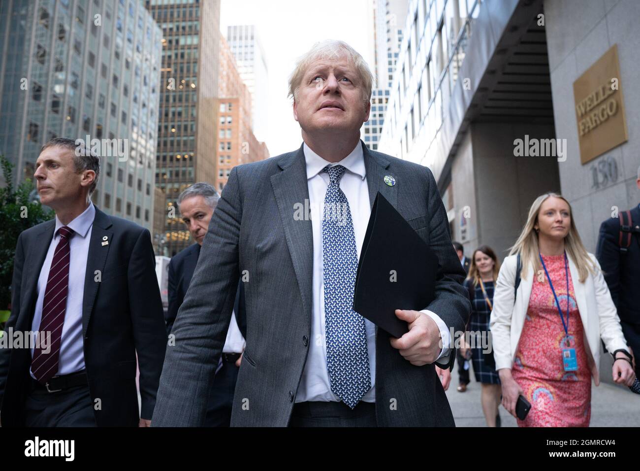 Le Premier ministre Boris Johnson se rend à New York pour une interview télévisée, tout en assistant à l'Assemblée générale des Nations Unies lors de sa visite aux États-Unis. Date de la photo: Lundi 20 septembre 2021. Banque D'Images