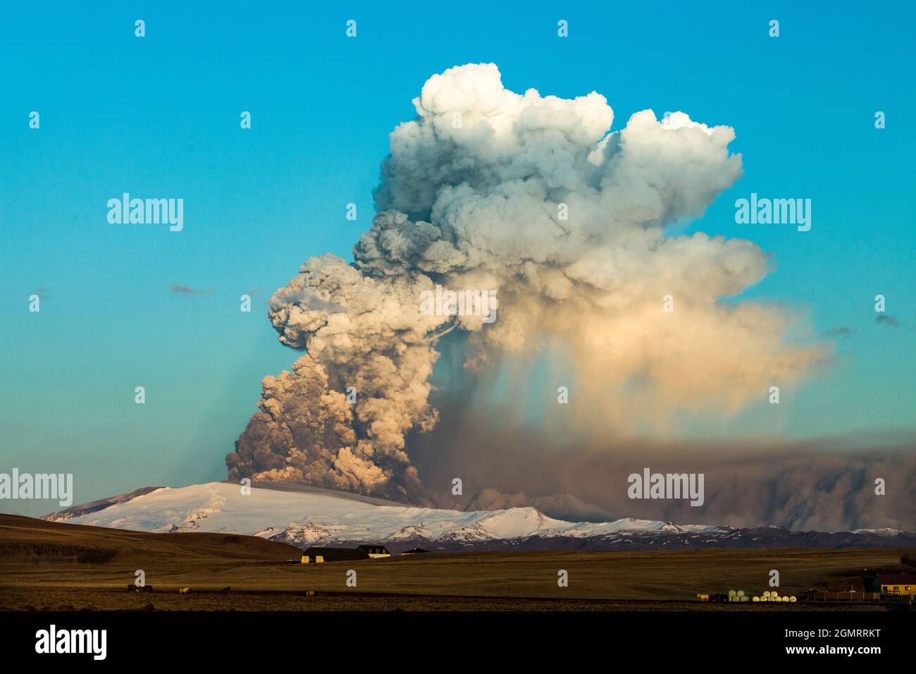 Éruption du volcan Eyjafjallajokull, Islande, 2010 Banque D'Images