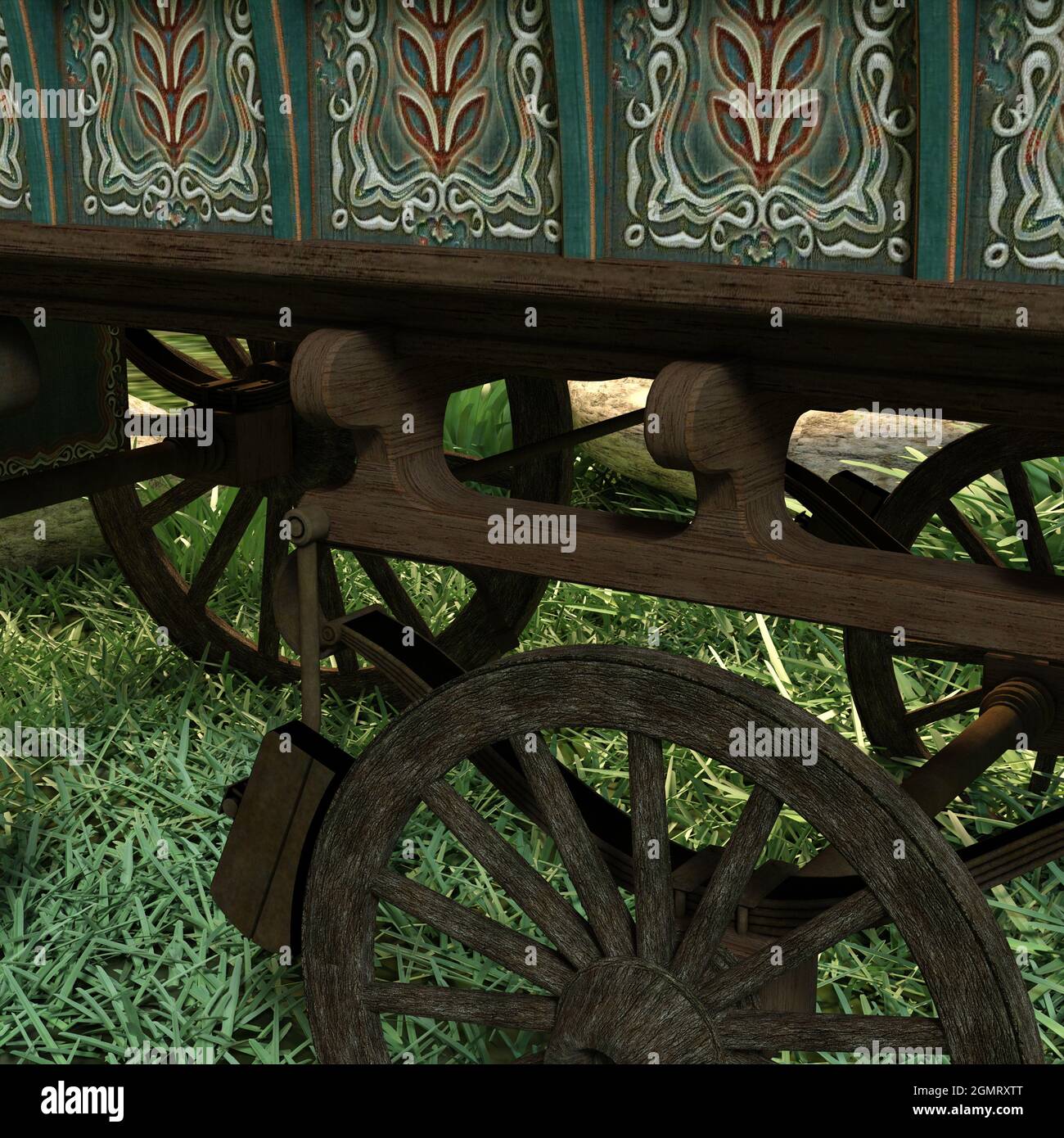 illustration 3d d'un wagon de voyageurs dans un paysage magnifique Banque D'Images