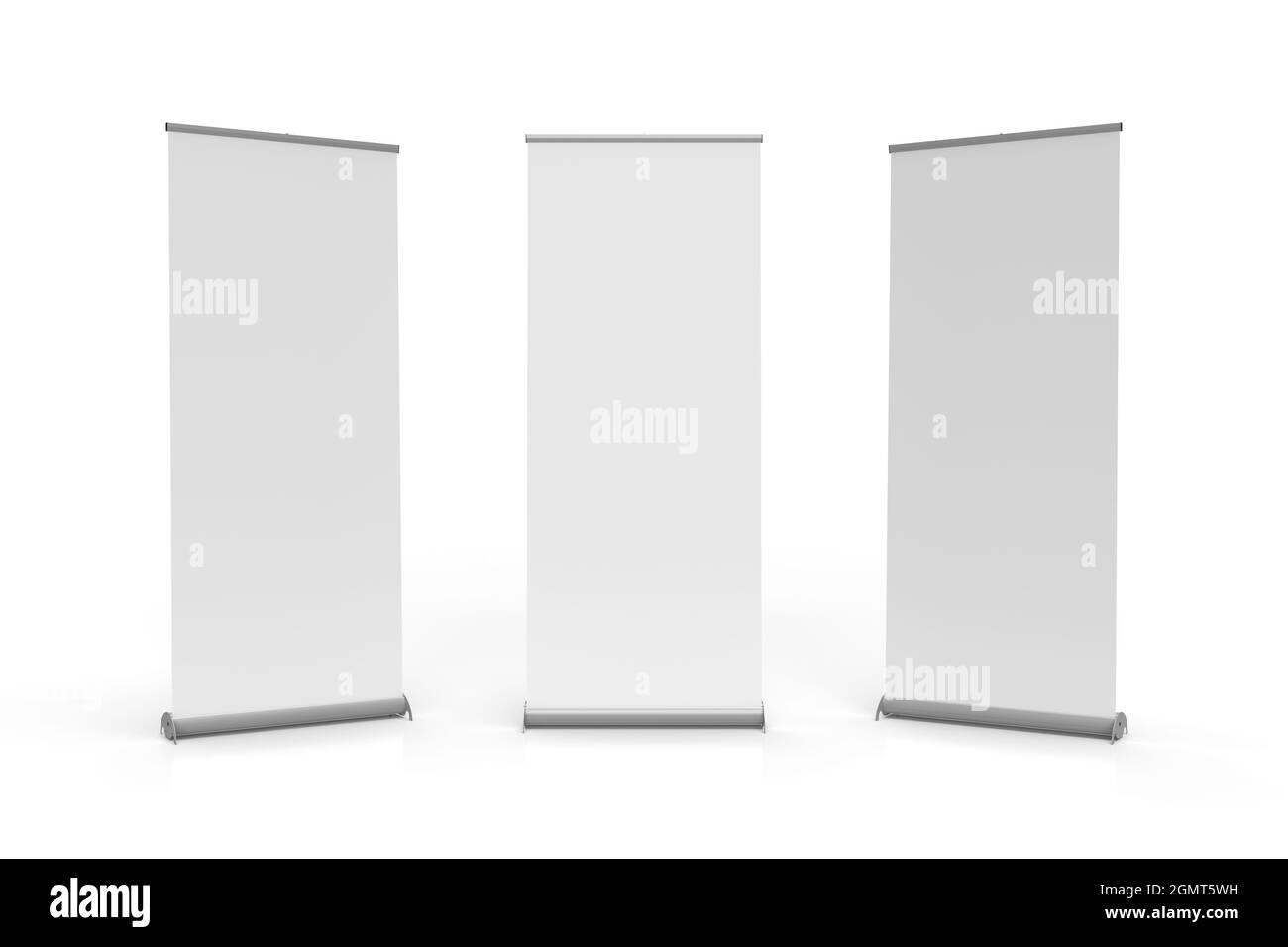 Bandeau de présentation bandeau de présentation bandeau de signalisation isolé sur fond blanc, 3 vues, taille standard 850x2000. Isolé sur fond blanc wi Banque D'Images