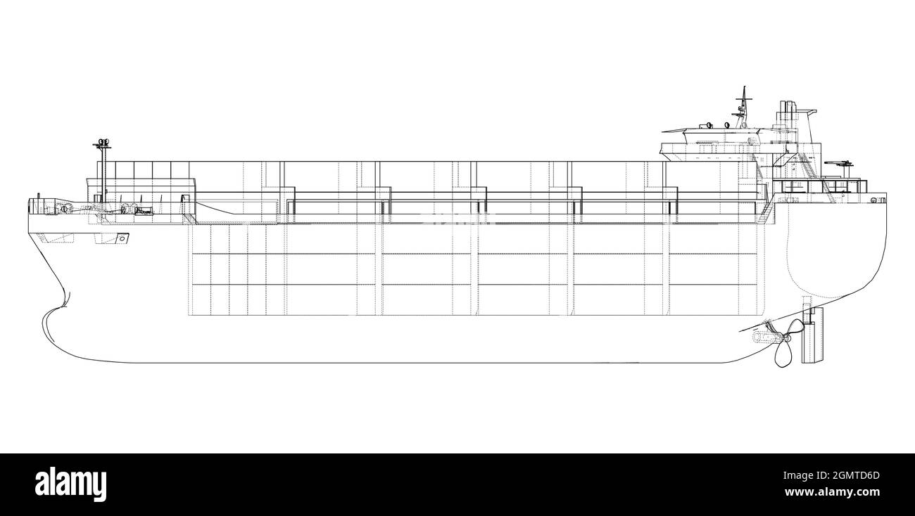 D'un cargo avec des conteneurs. Vector Illustration de Vecteur